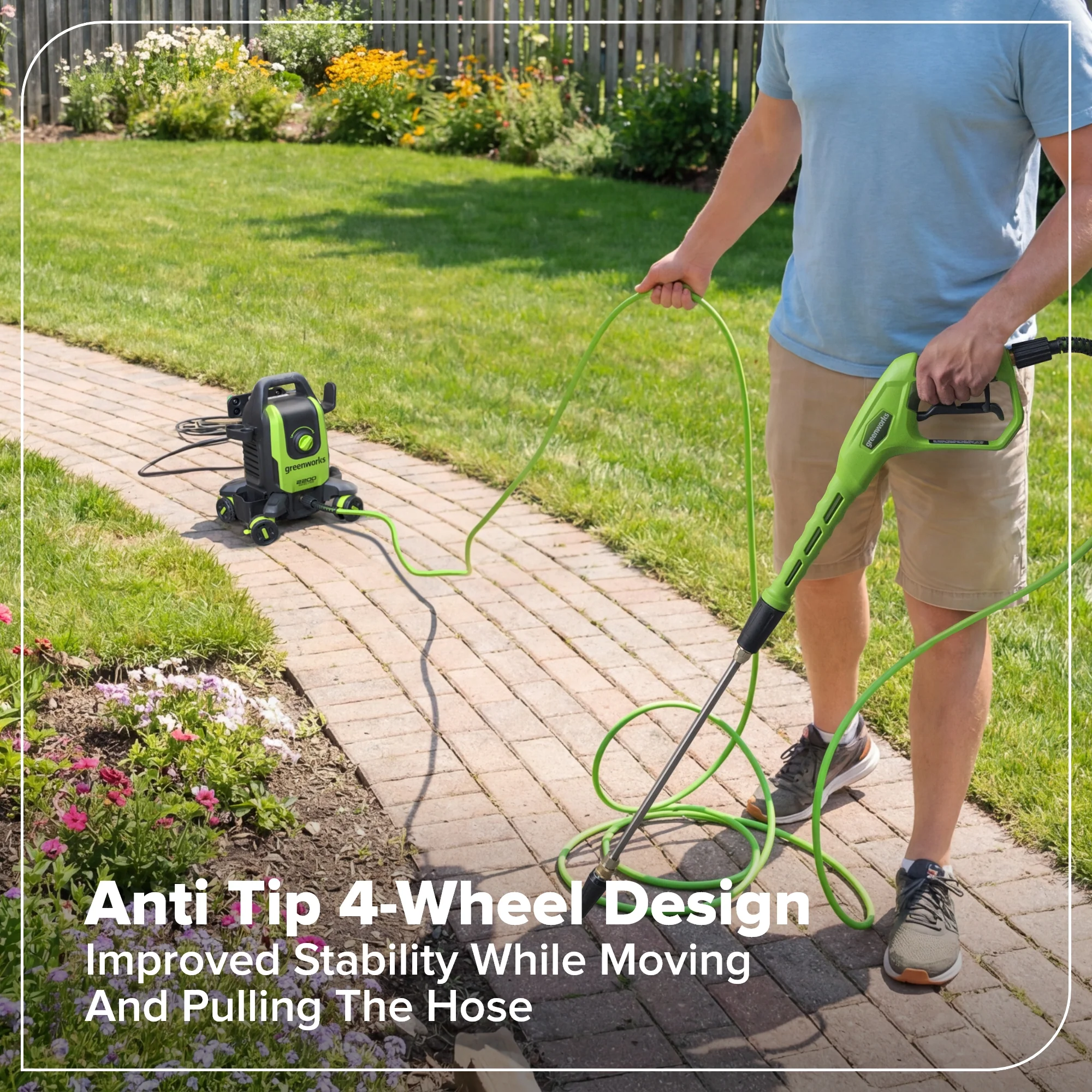 2200-PSI 1.2 GPM Four-Weel Electric Pressure Washer with 5 Nozzles & Detergent Tank - Image 14