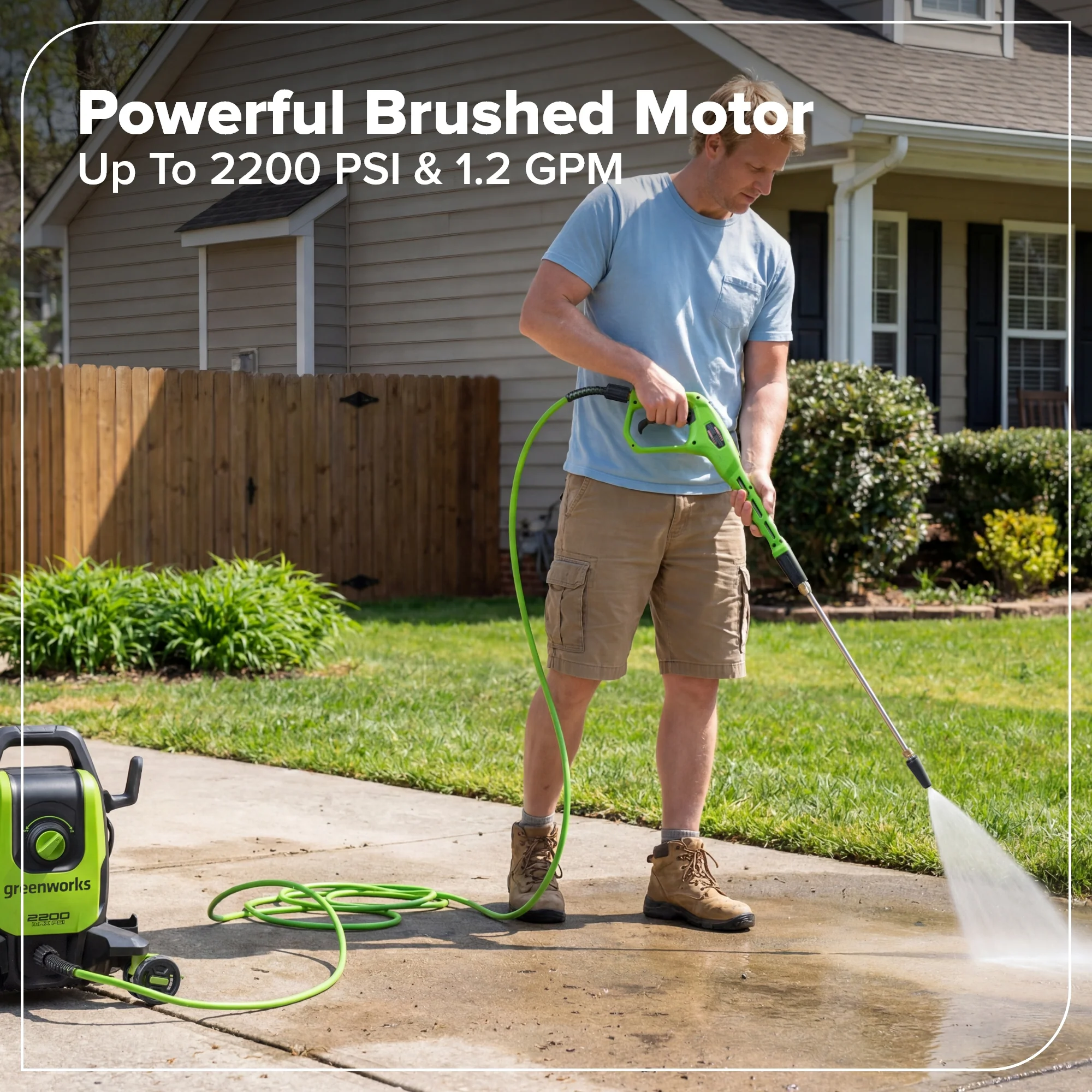 2200-PSI 1.2 GPM Four-Weel Electric Pressure Washer with 5 Nozzles & Detergent Tank - Image 4