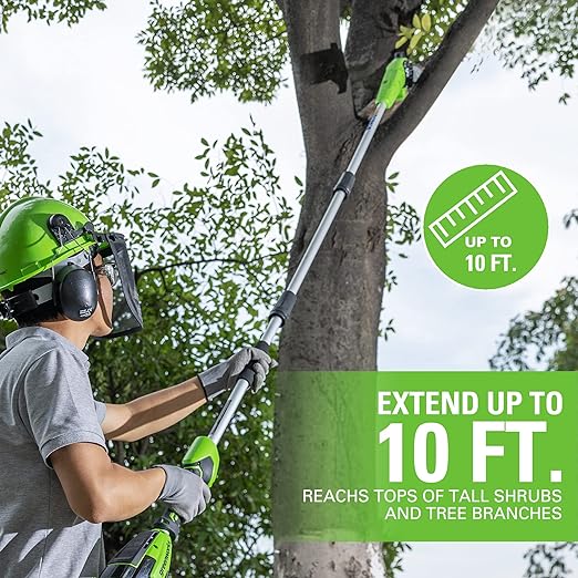 24V 10" Cordless Battery Polesaw and Pole Hedge Trimmer Combo Kit, 4Ah USB Battery and Charger - Image 4