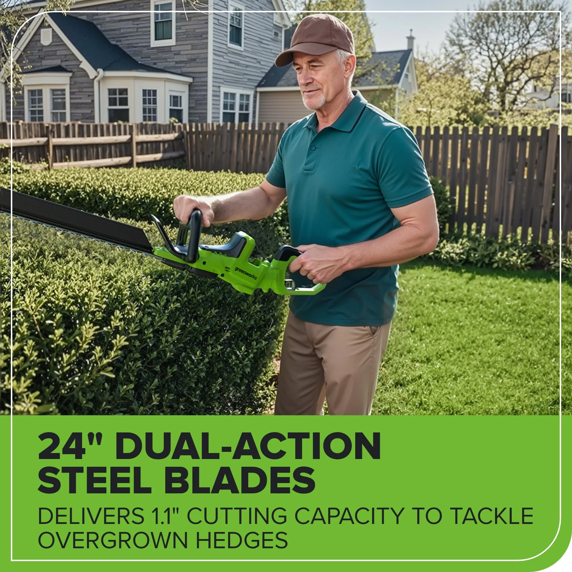 24V 24" Cordless Battery Hedge Trimmer: 2.0 Ah Battery and 2A Charger - Image 7