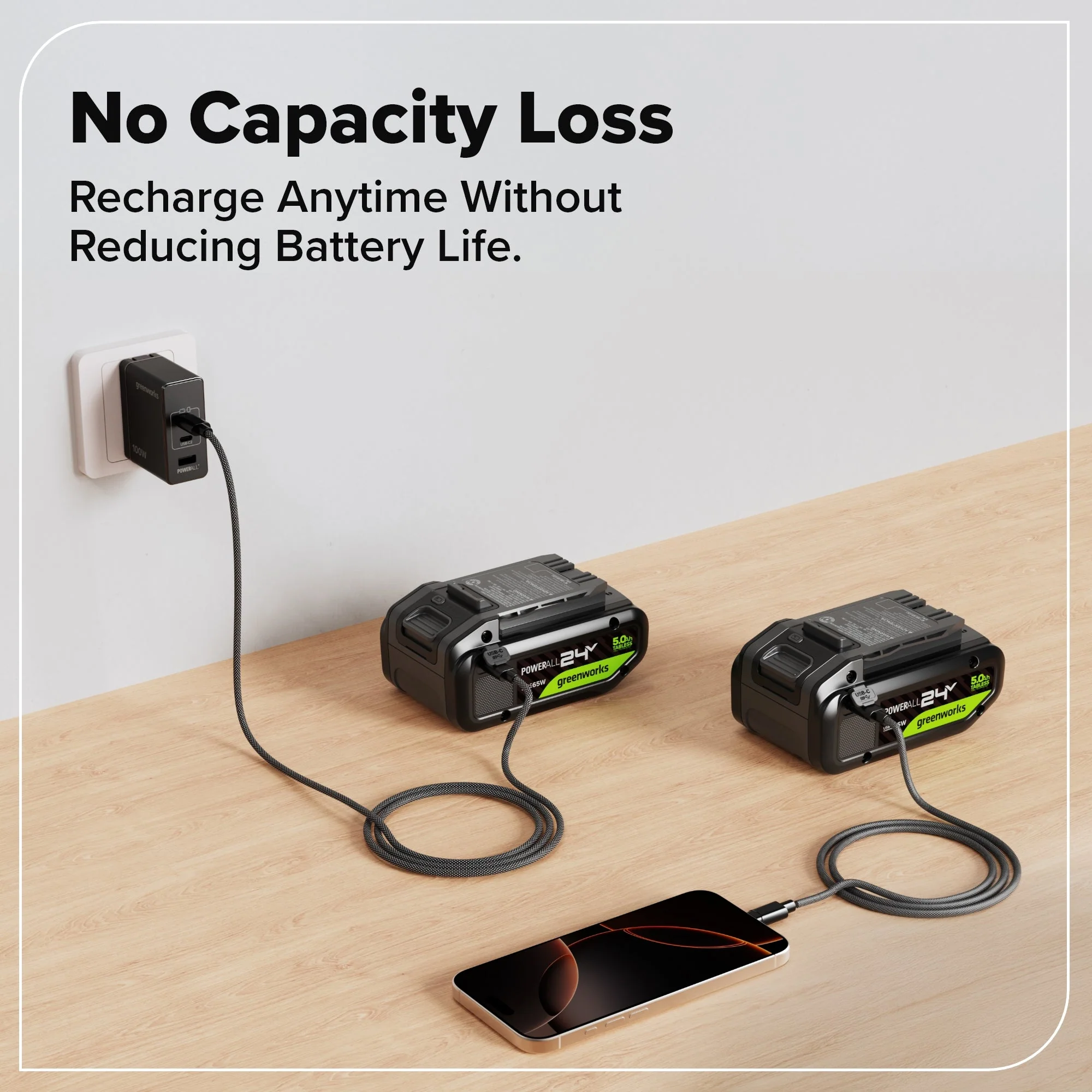 24V 5.0 Ah Tabless Battery with Bi-Directional USB-C Port - Image 5