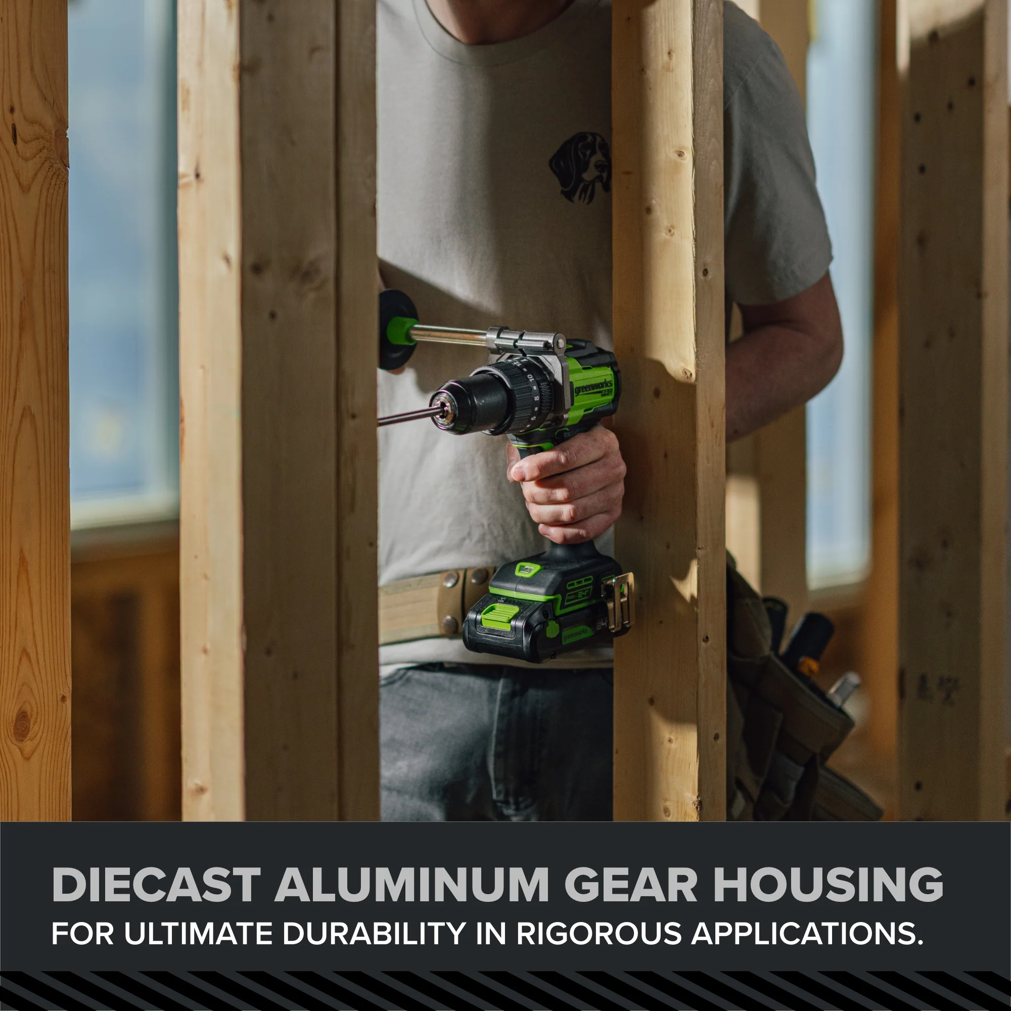 24V PowerAll Pro 850 in-lb 1/2" Hammer Drill, with 2.0 Ah USB-C Battery, 30W Charger, Belt Clip, and Auxiliary Handle - Image 11