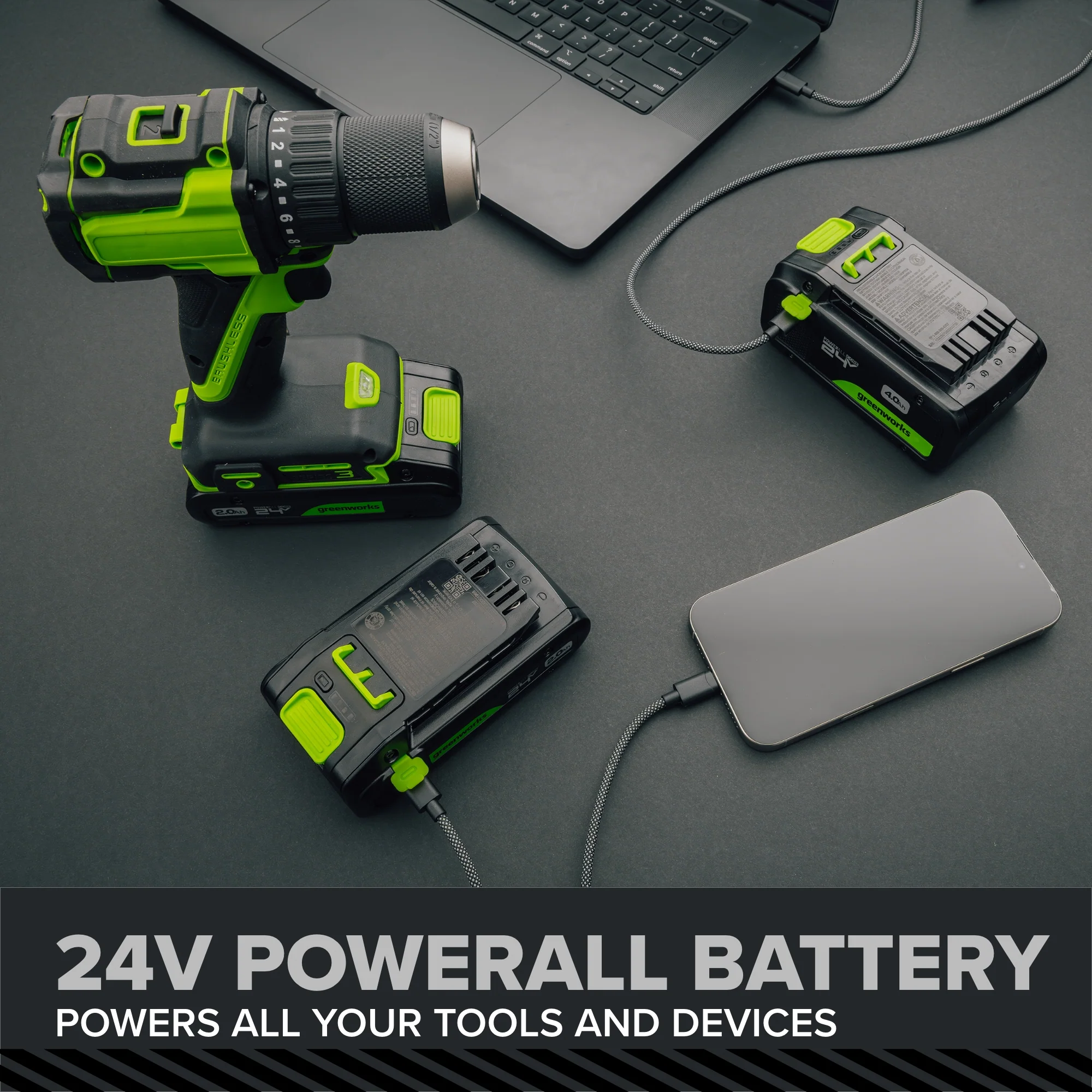 24V PowerAll Pro 2,200 In-Lb Impact Driver, with 2.0 Ah USB-C Battery, 65W USB-C Charger Block, 3' 100W USB-C Cable, Belt Clip - Image 15