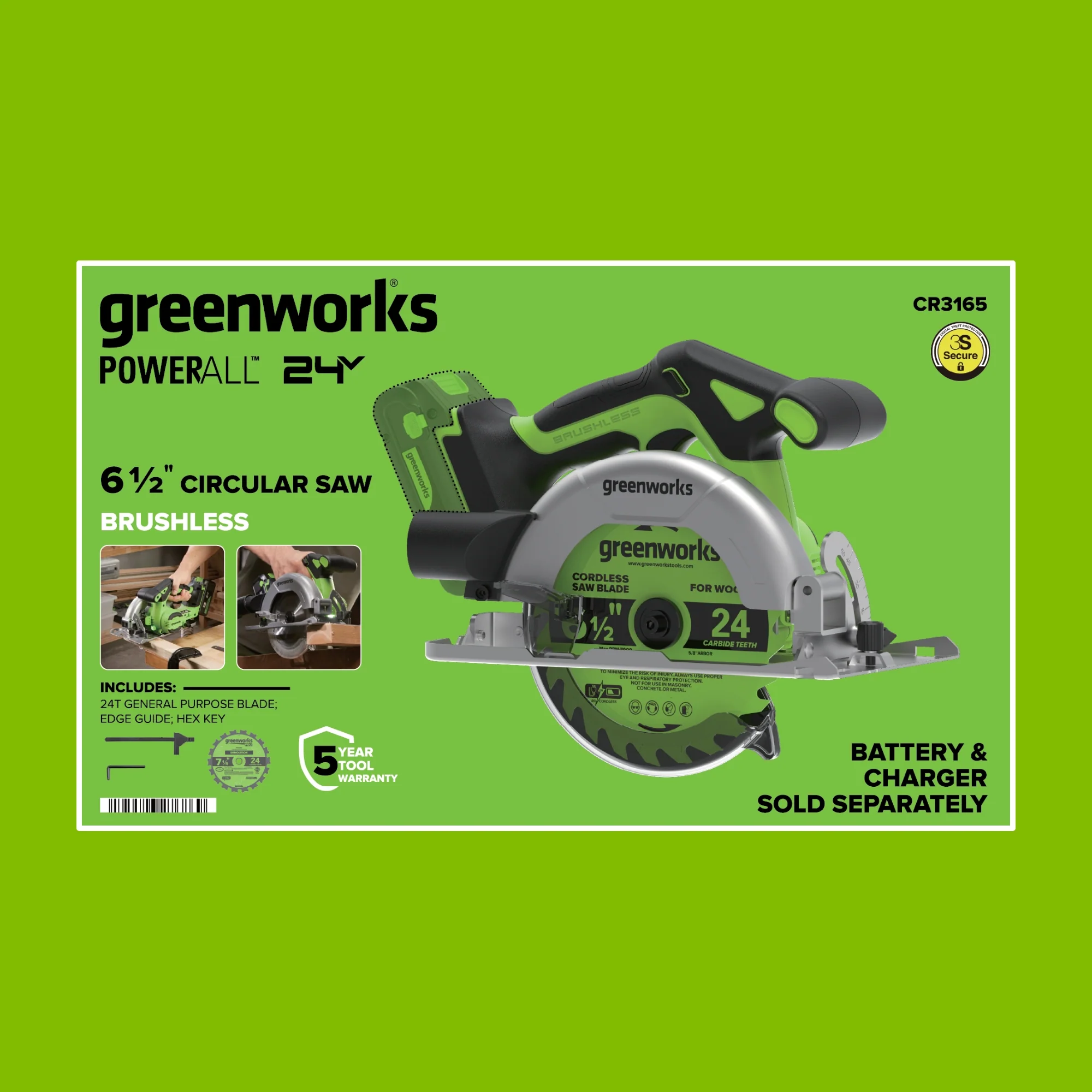 24V PowerAll 6-1/2" 5000RPM Circular Saw, Tool Only - Image 17