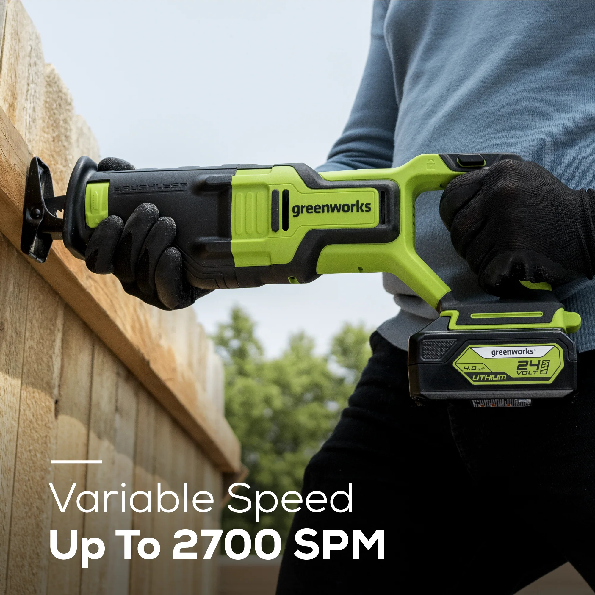 24V Cordless Battery Reciprocating Saw: 4.0 Ah USB Battery and Charger - Image 3