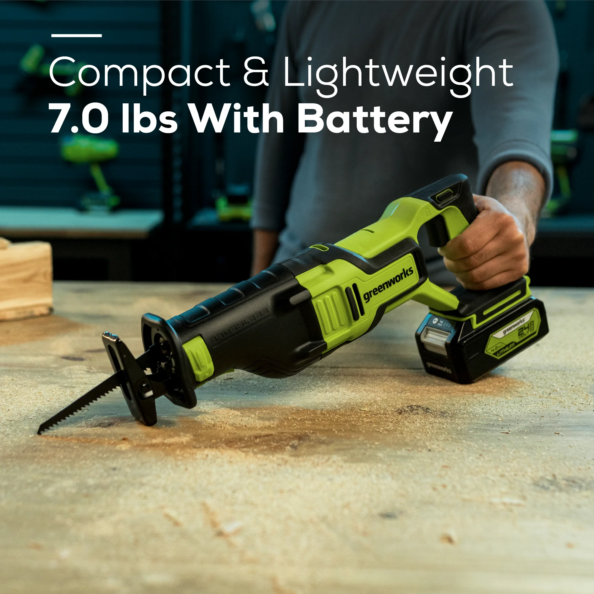 24V Cordless Battery Reciprocating Saw: 4.0 Ah USB Battery and Charger - Image 6