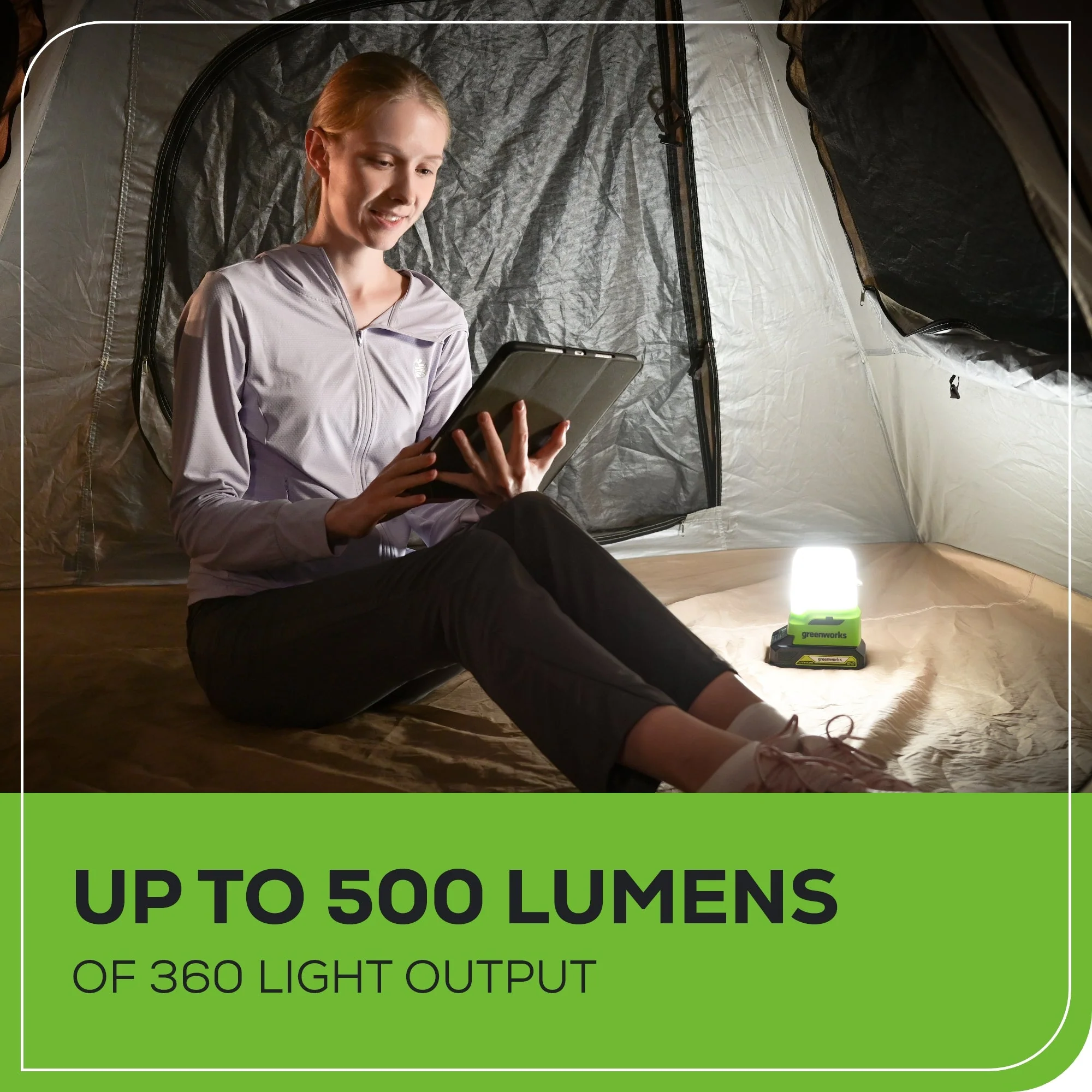 24V Cordless Battery 500 Lumen Lantern: 2.0 Ah Battery and Charger - Image 4