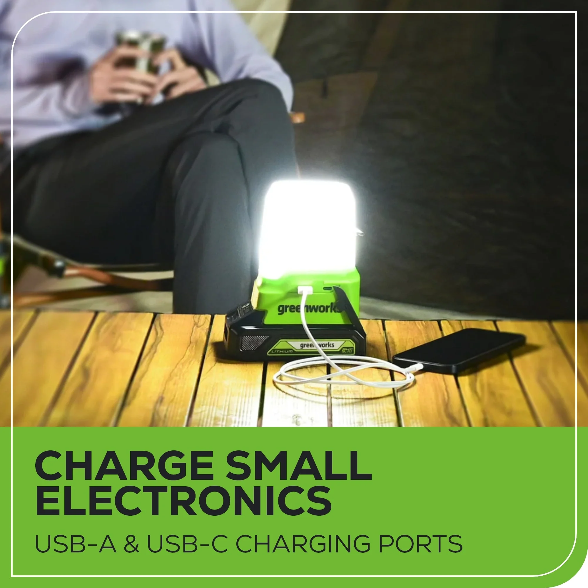 24V Cordless Battery 500 Lumen Lantern: 2.0 Ah Battery and Charger - Image 5