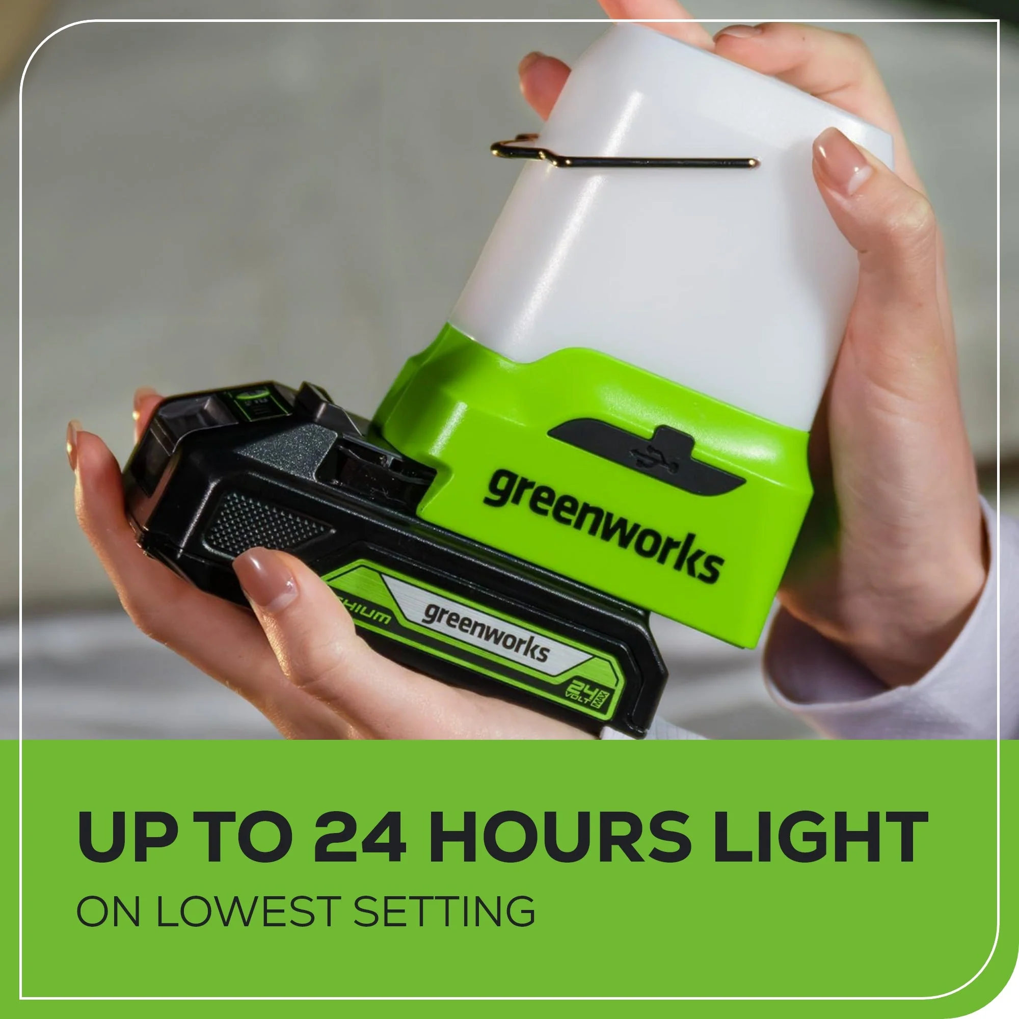 24V Cordless Battery 500 Lumen Lantern: 2.0 Ah Battery and Charger - Image 6