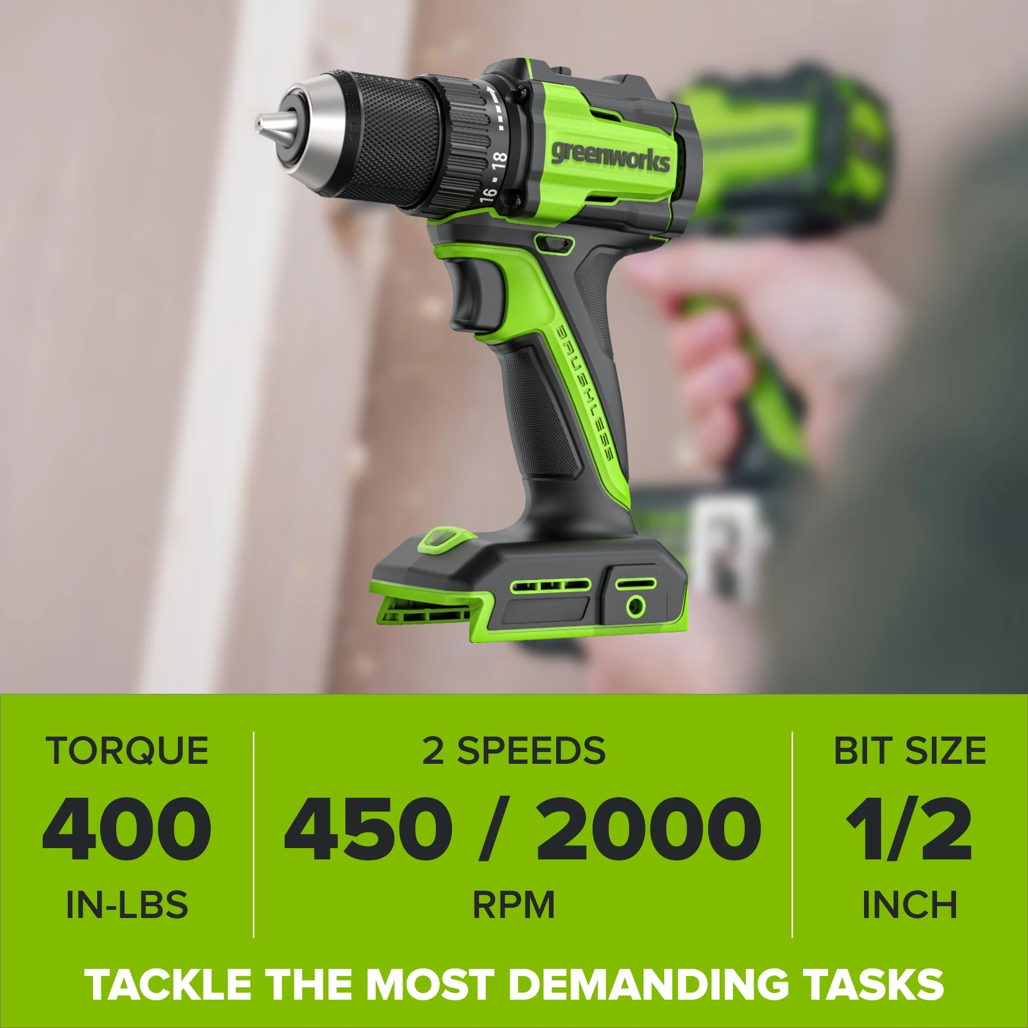 24V PowerAll 400 in-lb Drill Driver with (1) 2.0 Ah USB-C Battery, 30W USB-C Charger Block, 3' 100W USB-C Cable, Belt Clip, and Bit - Image 2