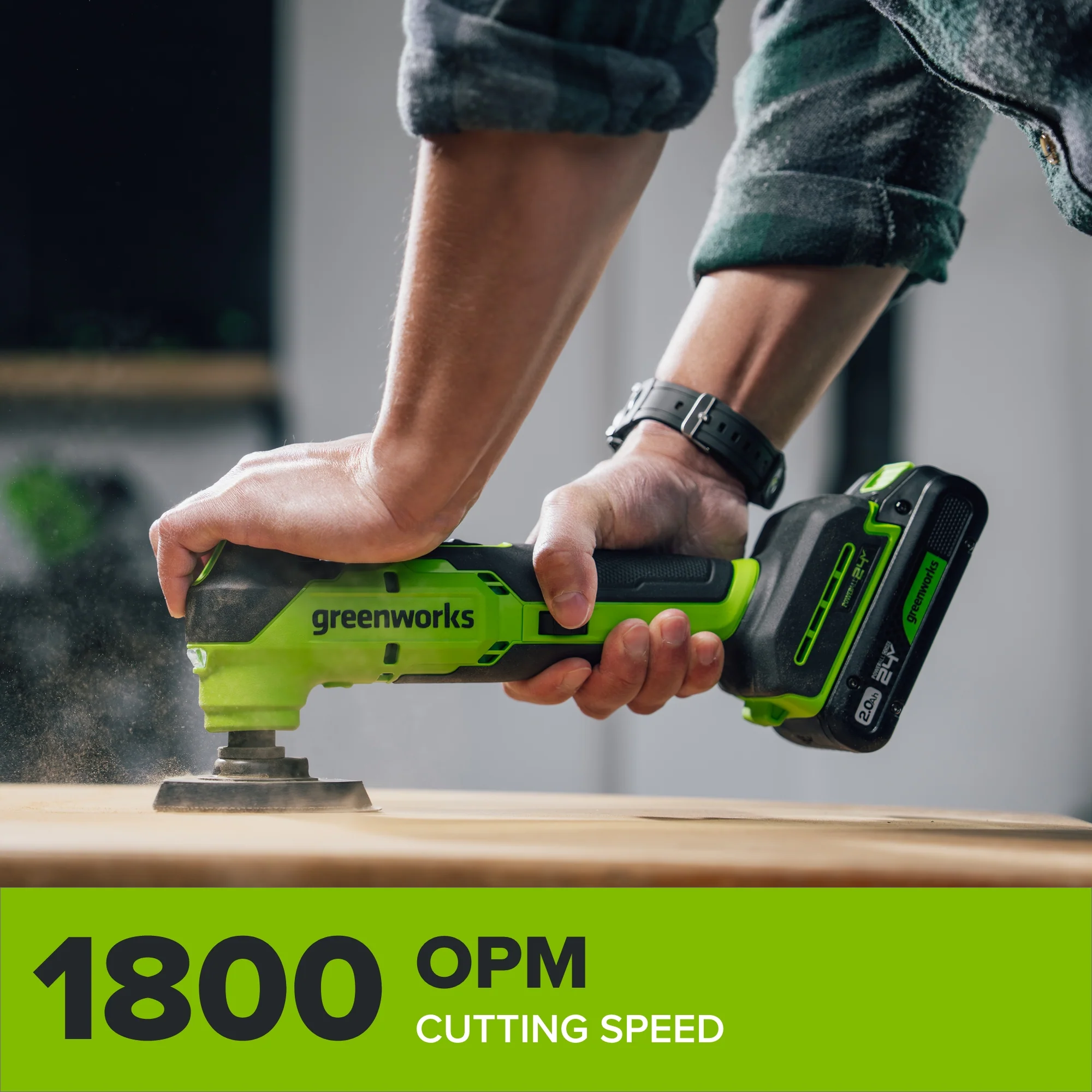 24V PowerAll 3.2˚ Oscillating Multi-Tool, with Plunge Cut Blade, Scraper Blade, Flush Cut Blade, Sanding Plate, (9) Sanding Pads - Image 9