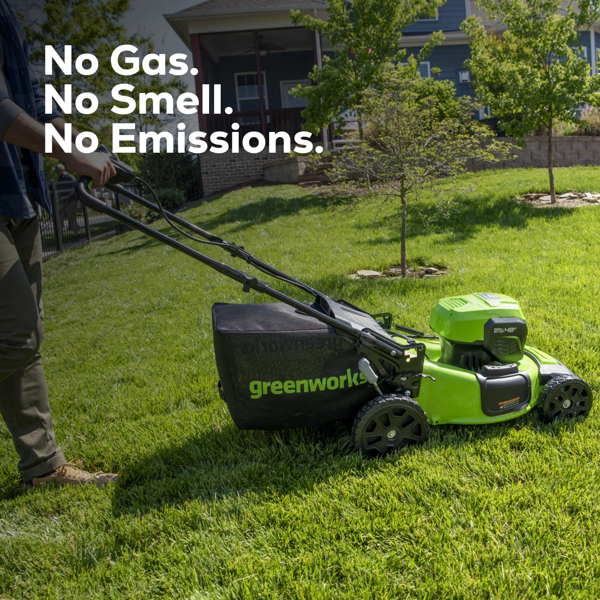 48V (24V x 2) 20" Cordless Battery Push Mower: (2) 4.0 Ah USB Batteries and Dual-Port Rapid Charger, LM2002 - Image 11