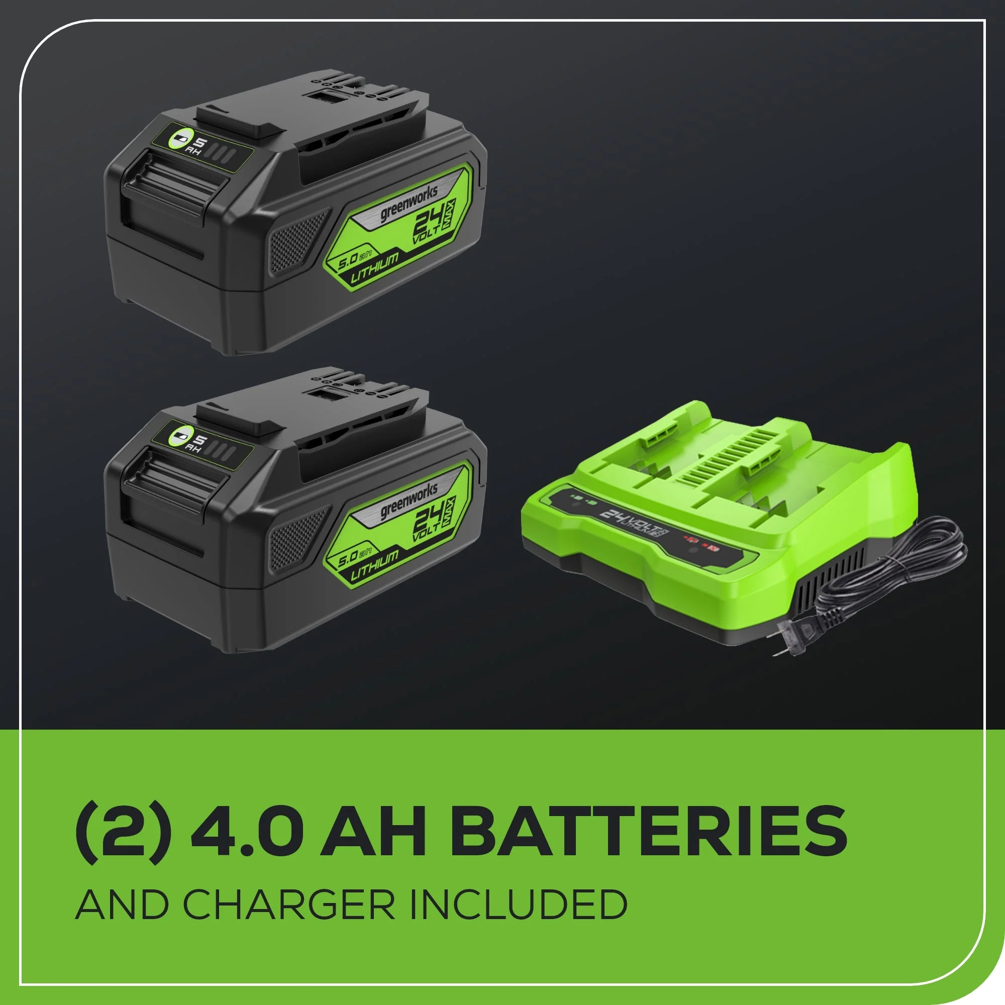 48V (24V x 2) 8" Edger: (2) 4.0 Ah USB Batteries and Dual-Port Charger - Image 9