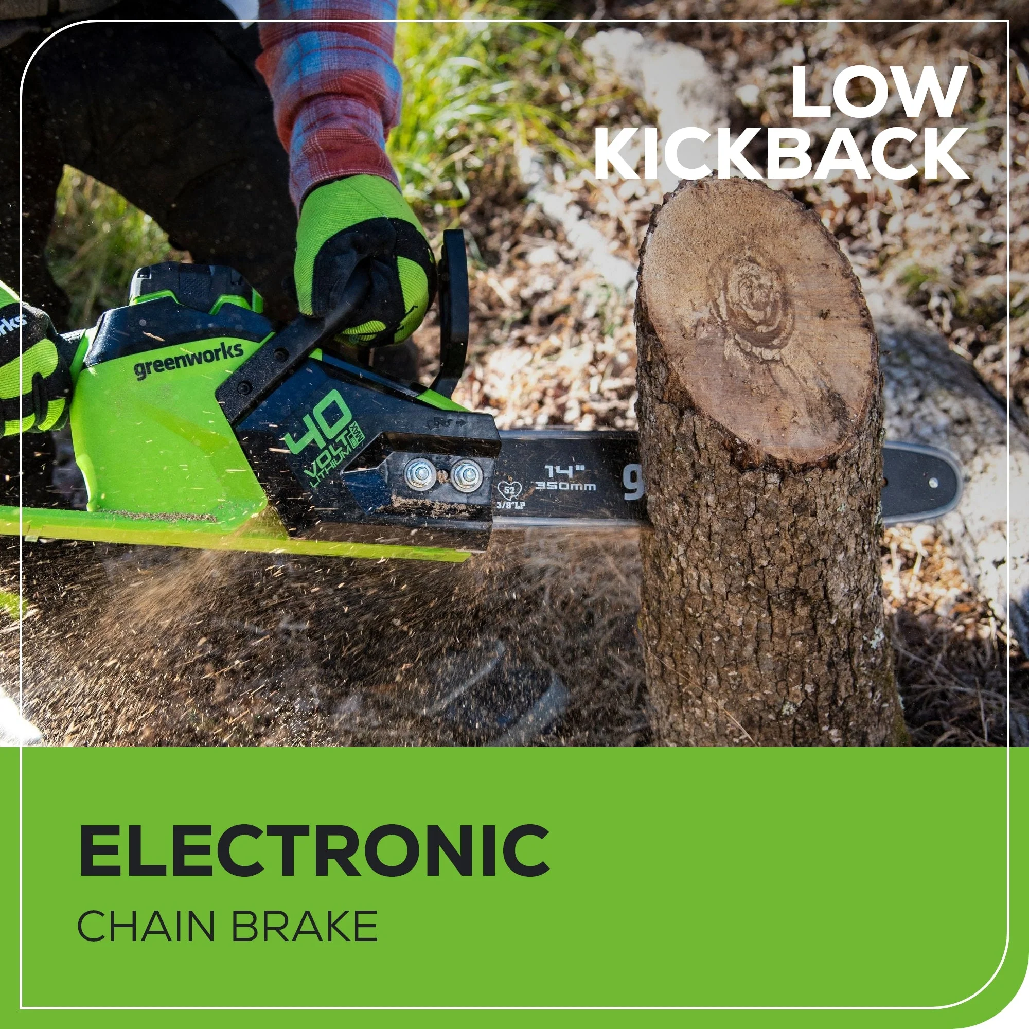 40V 14" Cordless Battery 1.0 kW Chainsaw and 10" Pole Saw and Hedge Trimmer Attachment: (2) 2.5 Ah Battery and (2) Chargers - Image 7