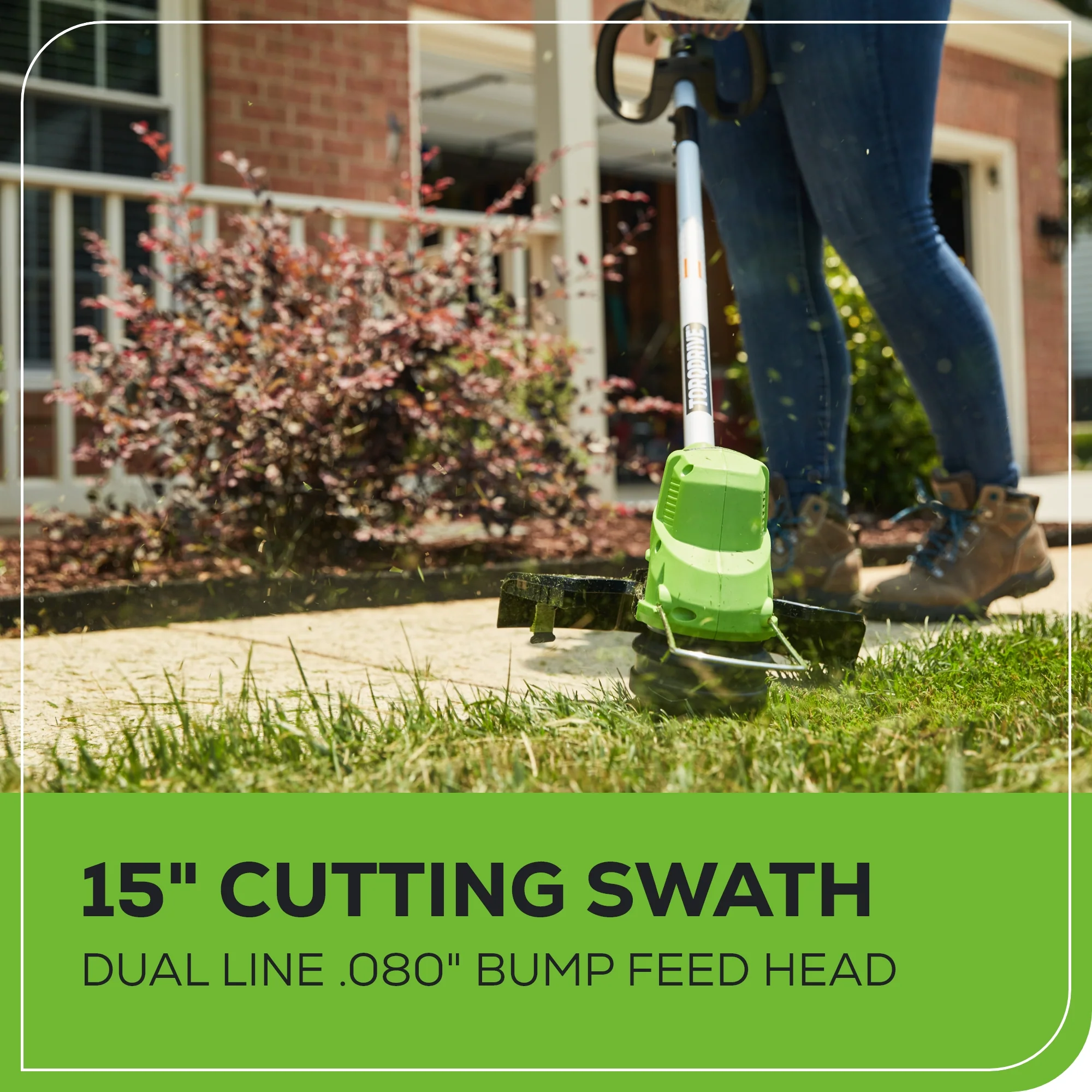 40V 15" Gen 2 Cordless String Trimmer: 2.0 Ah Battery and Charger - Image 6