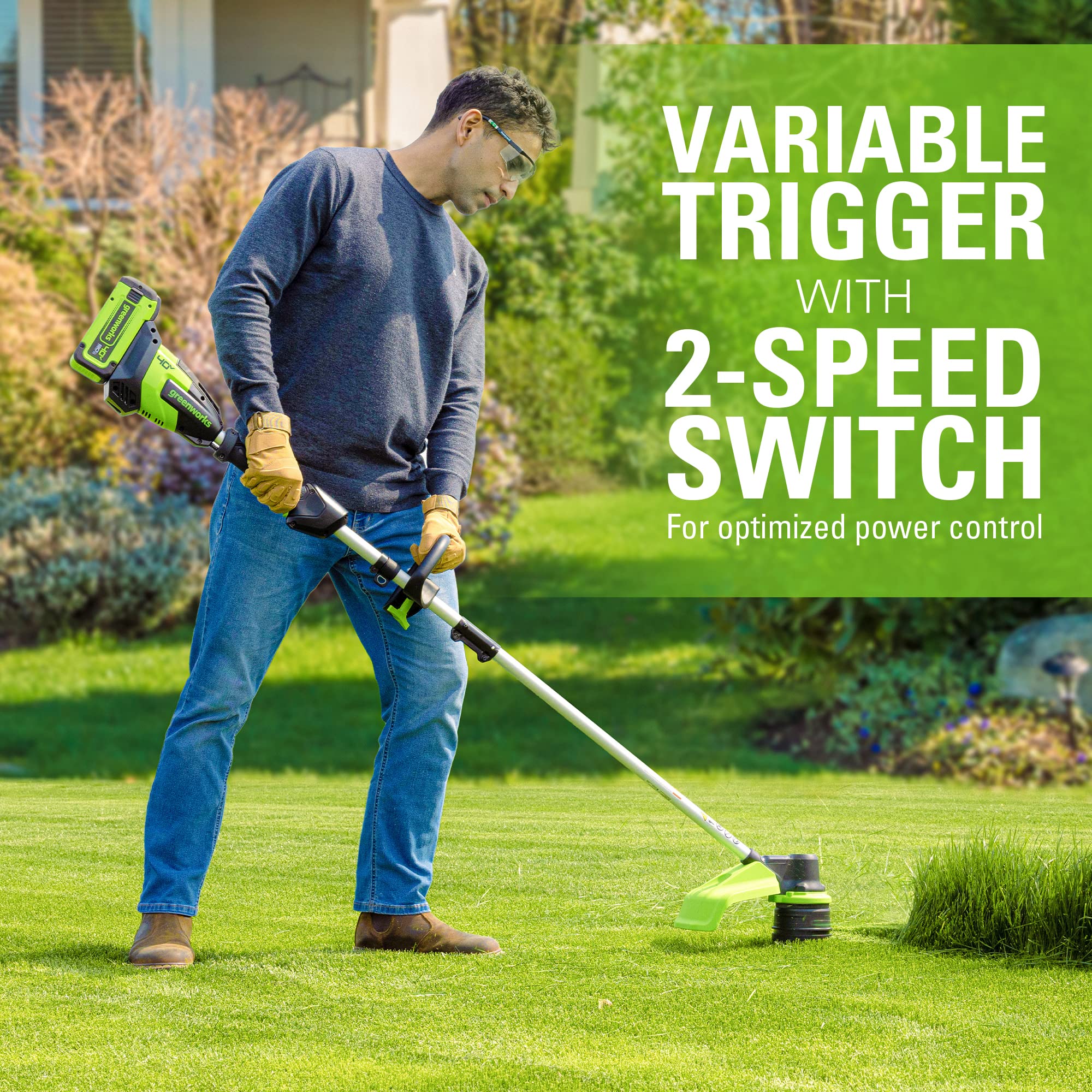 40V 17" Cordless Battery String Trimmer, 8.0 Ah Battery and Charger - Image 4