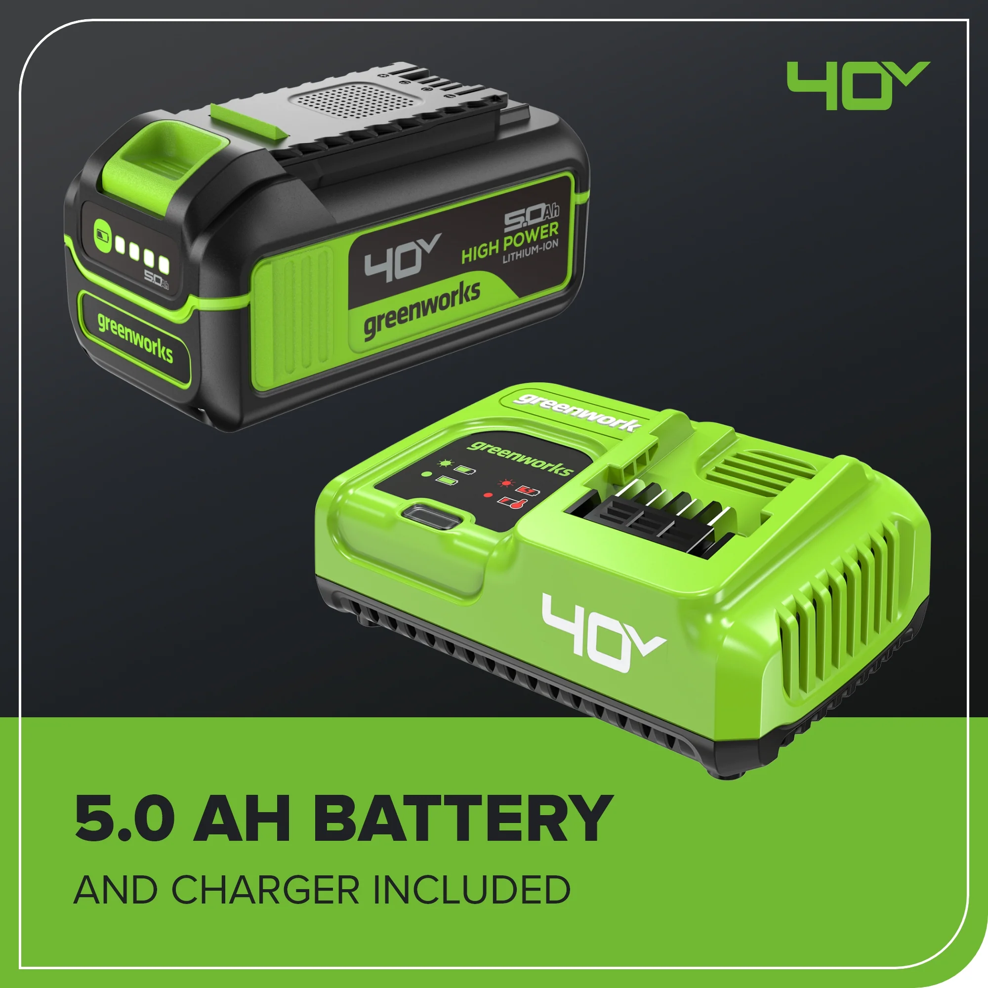 40V 18" Cordless Battery 2.0 kW Chainsaw: 5.0 Ah Battery and 5A Charger - Image 10