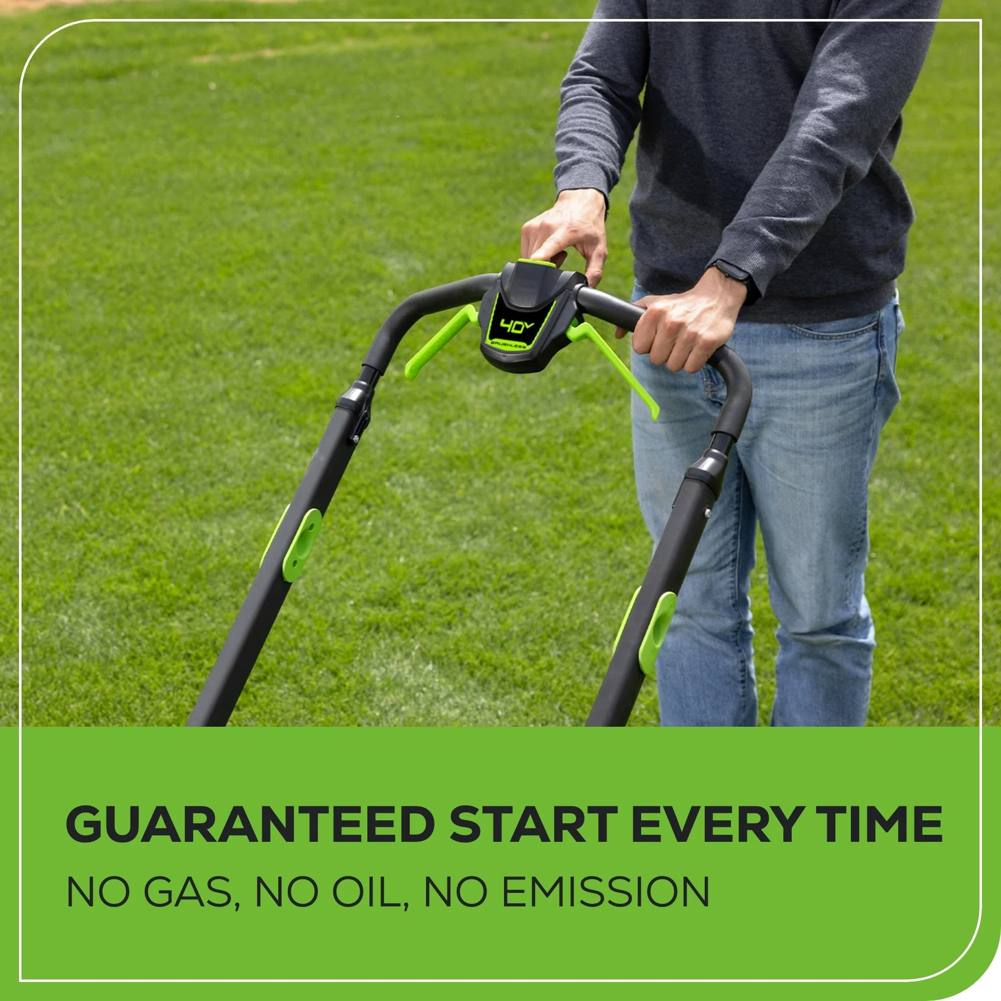 40V 20" Cordless Battery Push Mower 3pc Combo Kit: 4.0 Ah Battery and Charger - Image 6