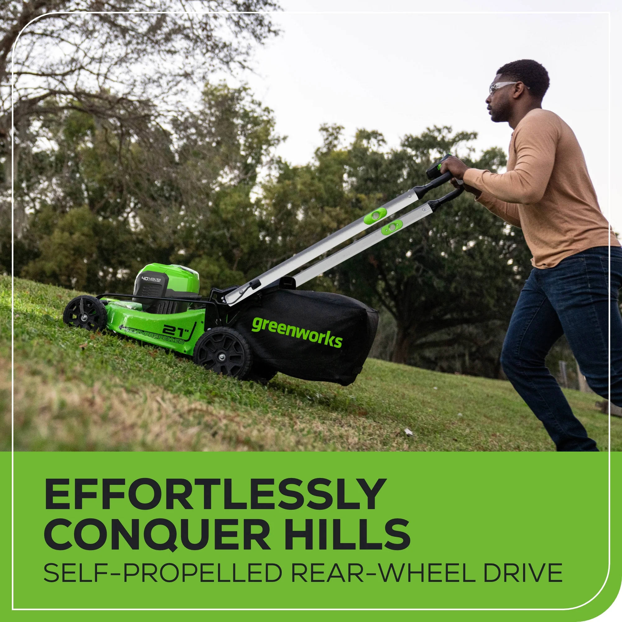 40V 21" Cordless Battery Self-Propelled Lawn Mower: 5.0 Ah USB Batteries and Charger, LM2154S - Image 9