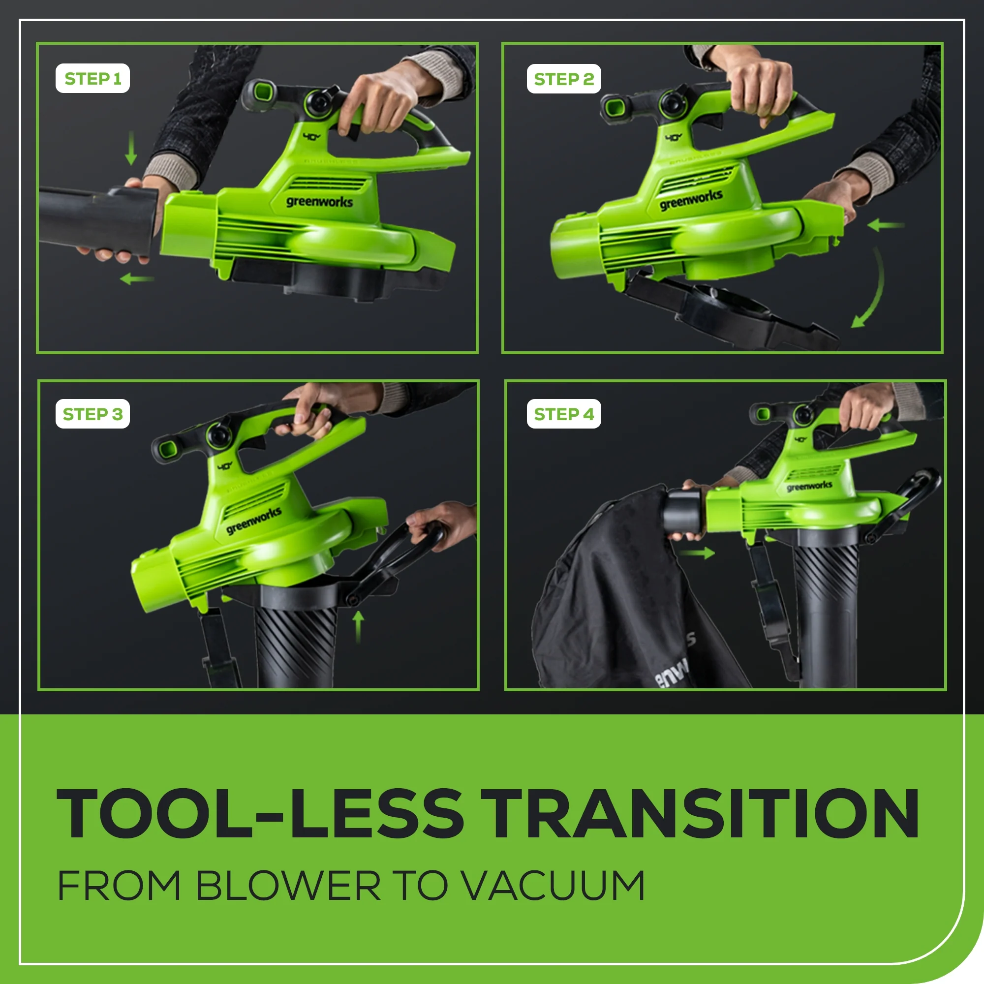 40V 505 CFM Cordless Battery Leaf Blower/Vacuum: 5.0 Ah Battery and Charger - Image 8