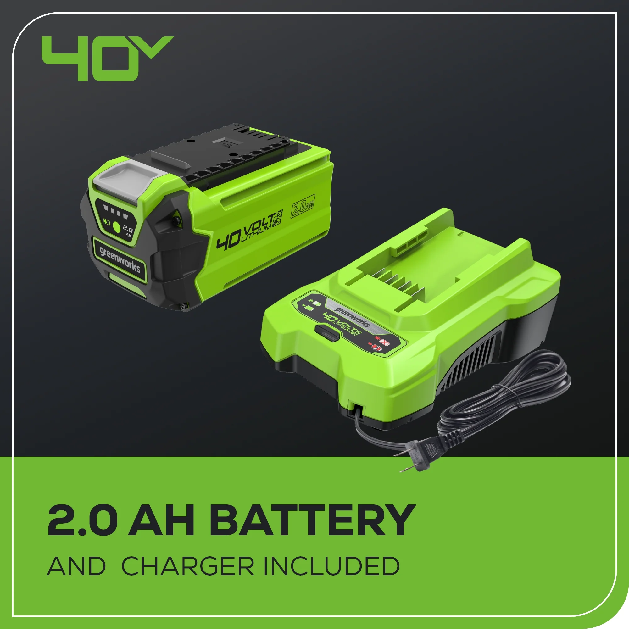 40V 8" Cordless Battery Pole Saw and Hedge Trimmer Attachment: 2.0 Ah Battery and Charger - Image 11