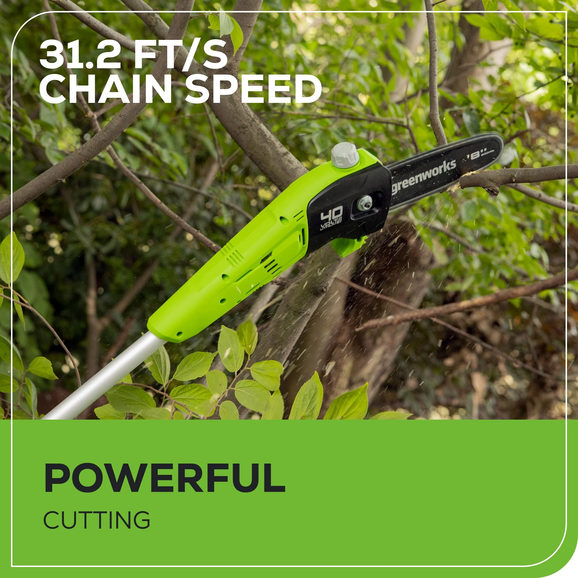 40V 8" Cordless Battery Pole Saw: 2.0 Ah Battery and Charger - Image 5