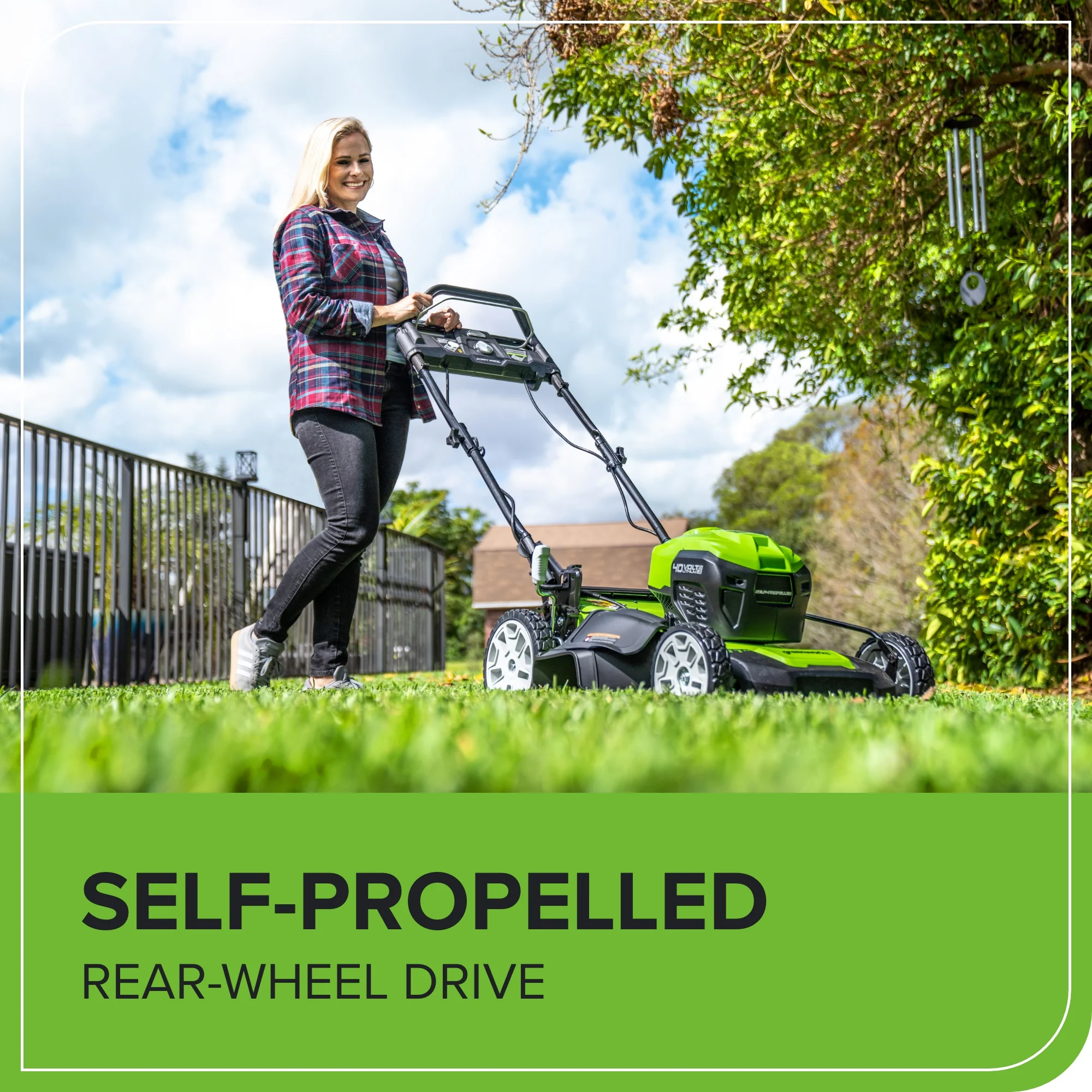40V 21" Cordless Battery Self-Propelled Lawn Mower: (2) 4.0 Ah USB Batteries and Charger, LM2124S - Image 9