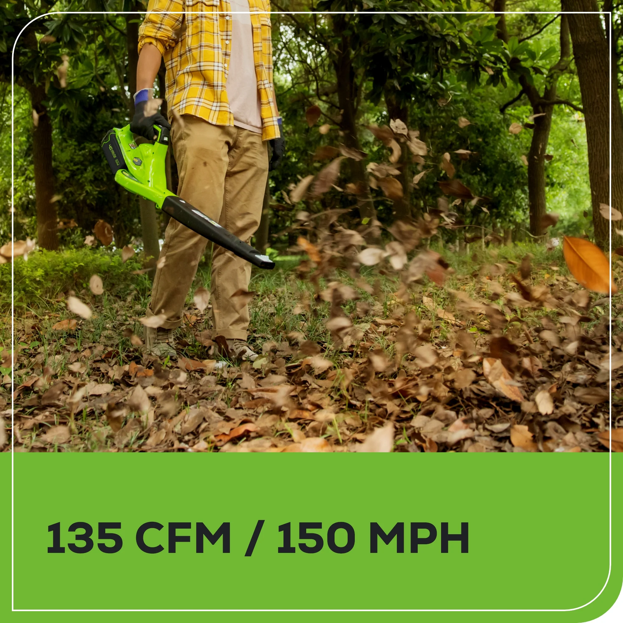 40V 135 CFM Cordless Battery Leaf Blower: 2.0 Ah Battery and Charger - Image 6