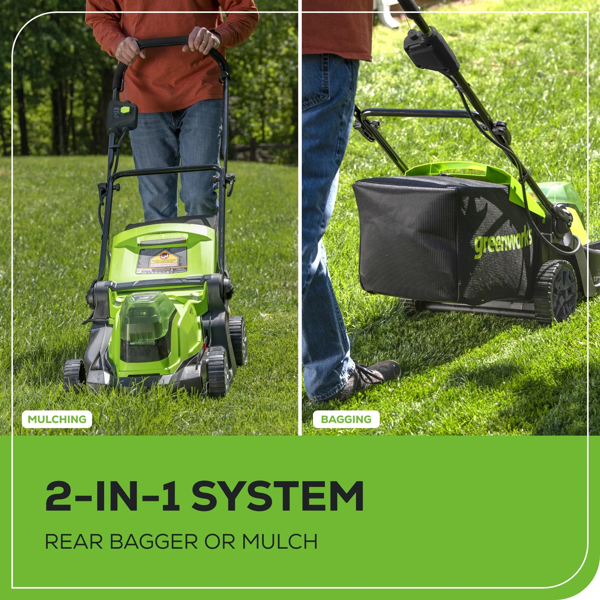 48V (24V x 2) 17" Cordless Battery Push Lawn Mower: (2) 4.0 Ah Batteries and Dual-Port Charger, LM1702 - Image 7