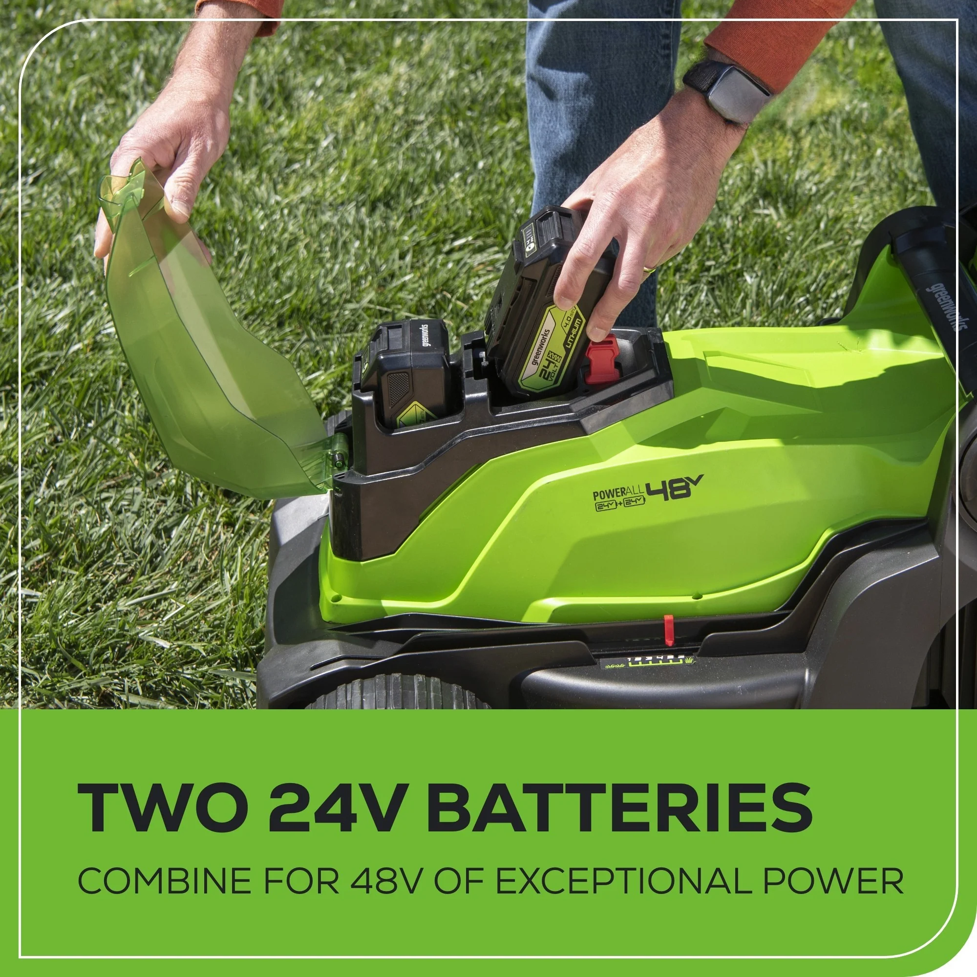 48V (24V x 2) 17" Cordless Battery Push Lawn Mower: (2) 4.0 Ah Batteries and Dual-Port Charger, LM1702 - Image 8