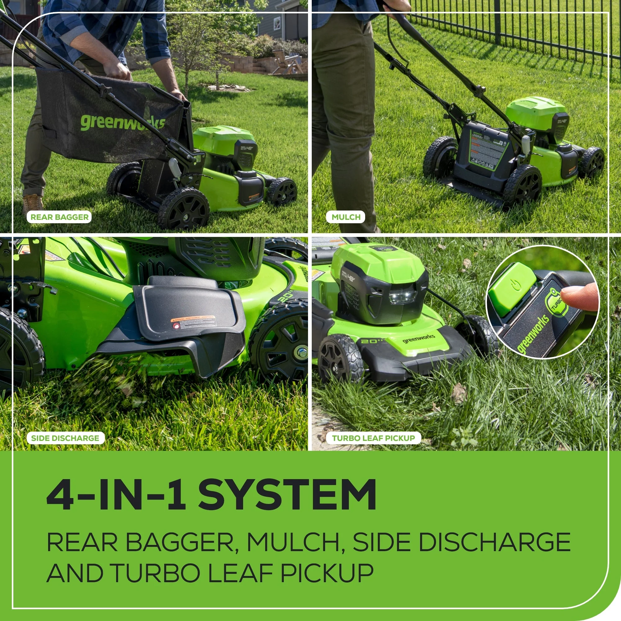 48V (24V x 2) 20" Cordless Battery Push Mower 3pc Combo Kit: (2) 4.0 Ah Batteries and Dual-Port Chargers - Image 9
