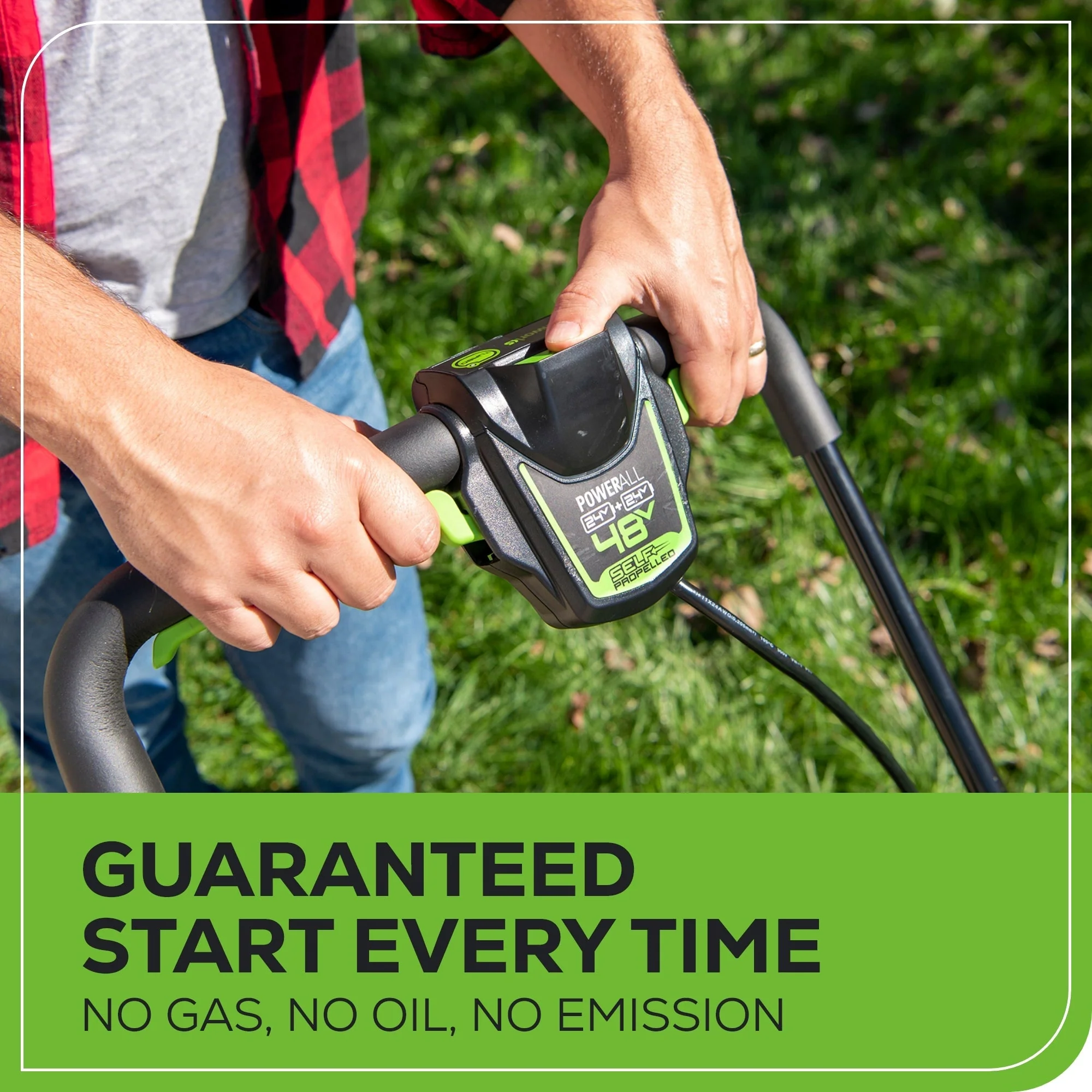 48V (24V x 2) 20" Cordless Battery Push Mower 4PC Combo Kit: (2) 4.0 Ah Batteries and Dual-Port Chargers - Image 8