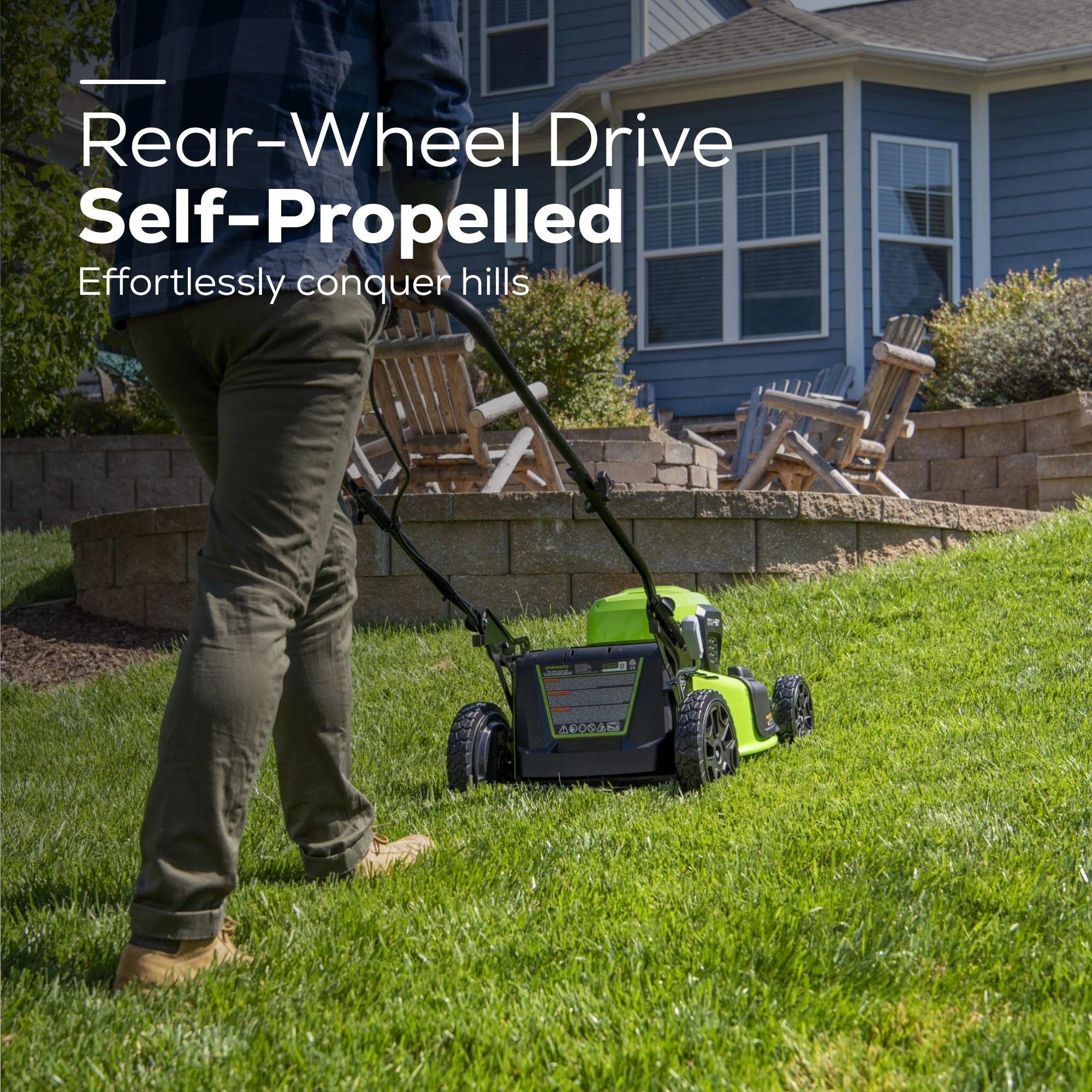 48V (24V x 2) 21" Cordless Battery Self-Propelled Lawn Mower w/ Two (2) 5.0Ah USB Batteries & Dual Port Charger, LM2112S - Image 10
