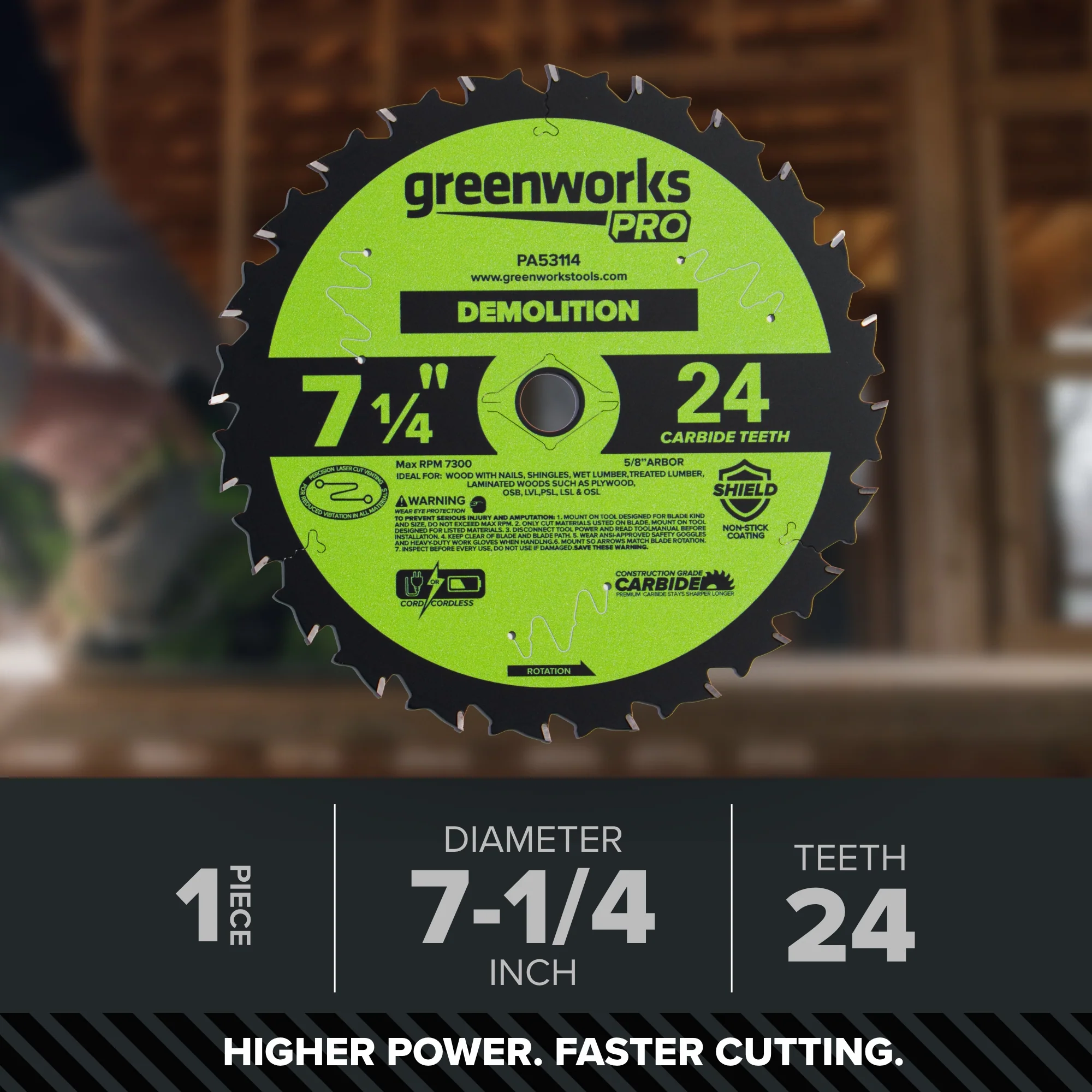 Pro 24-Tooth 7-1/4" Demolition Circular Saw Blade with Construction-Grade Carbide Teeth - Image 2