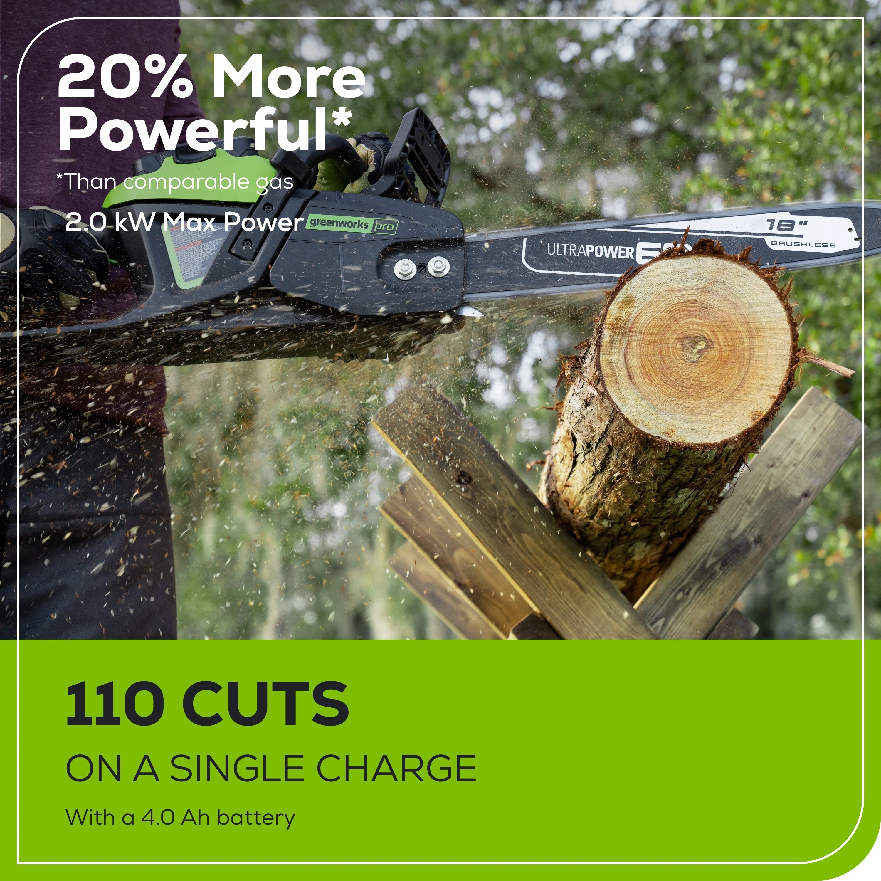 60V 18" Cordless Battery 2.0 kW Chainsaw and 24V 6" Pruner Saw, (1) 4.0 Ah Battery: (1) 2.0 Ah Battery and (2) Chargers - Image 6