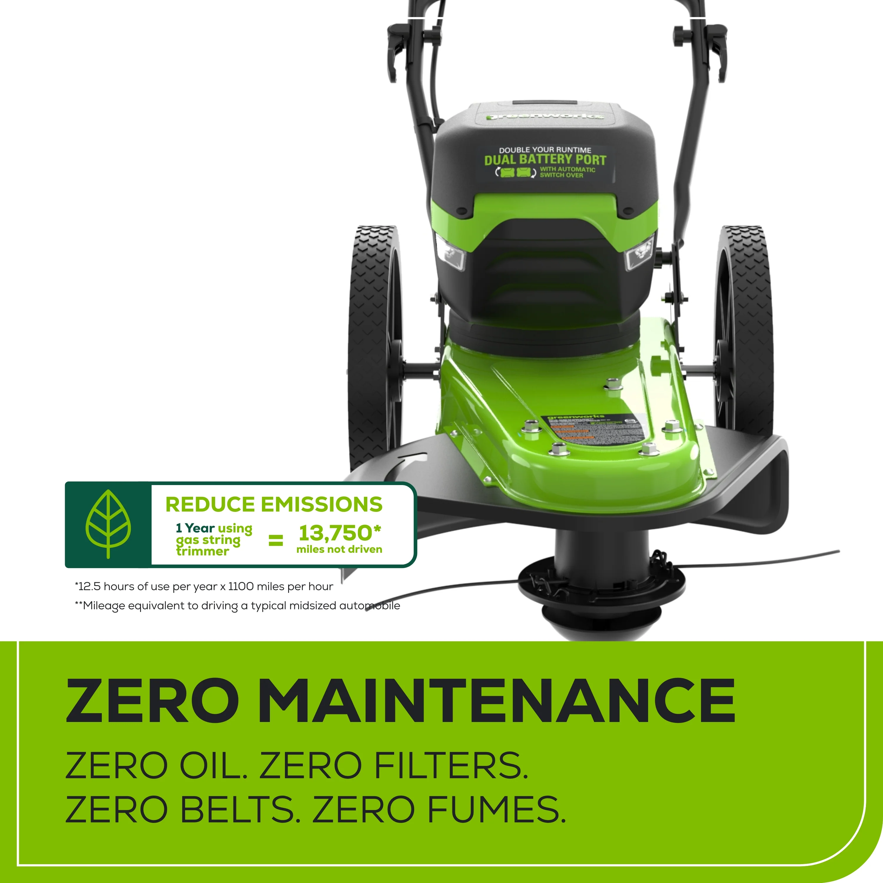 60V 22" Cordless Battery Wheeled String Trimmer, 8.0 Ah Battery and Charger - Image 7