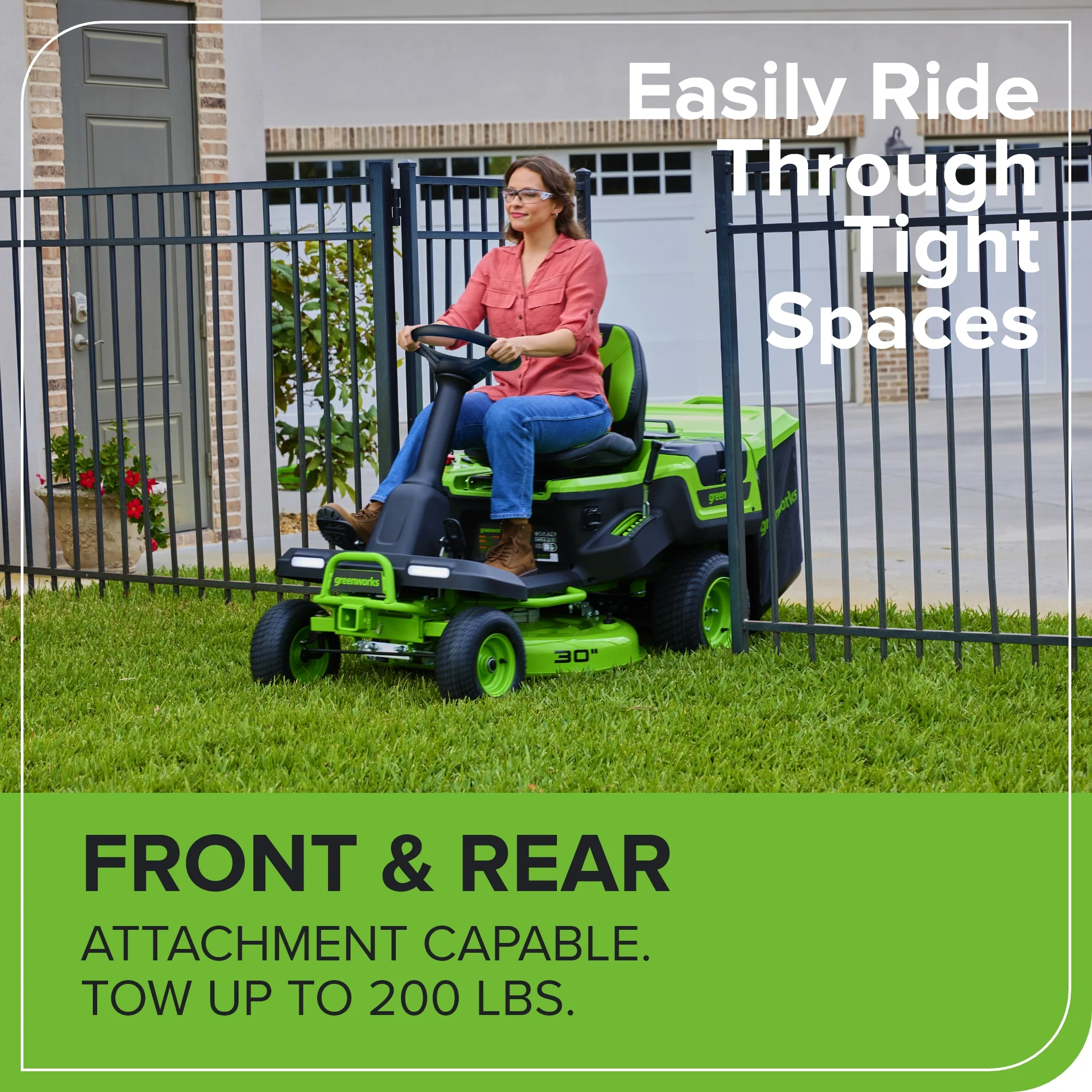 60V 30" CrossoverT Riding Lawn Tractor, Bagger Included, (4) 8.0 Ah (1) 20.0Ah Batteries and 600-Watt Charger, CRT3062 - Image 13