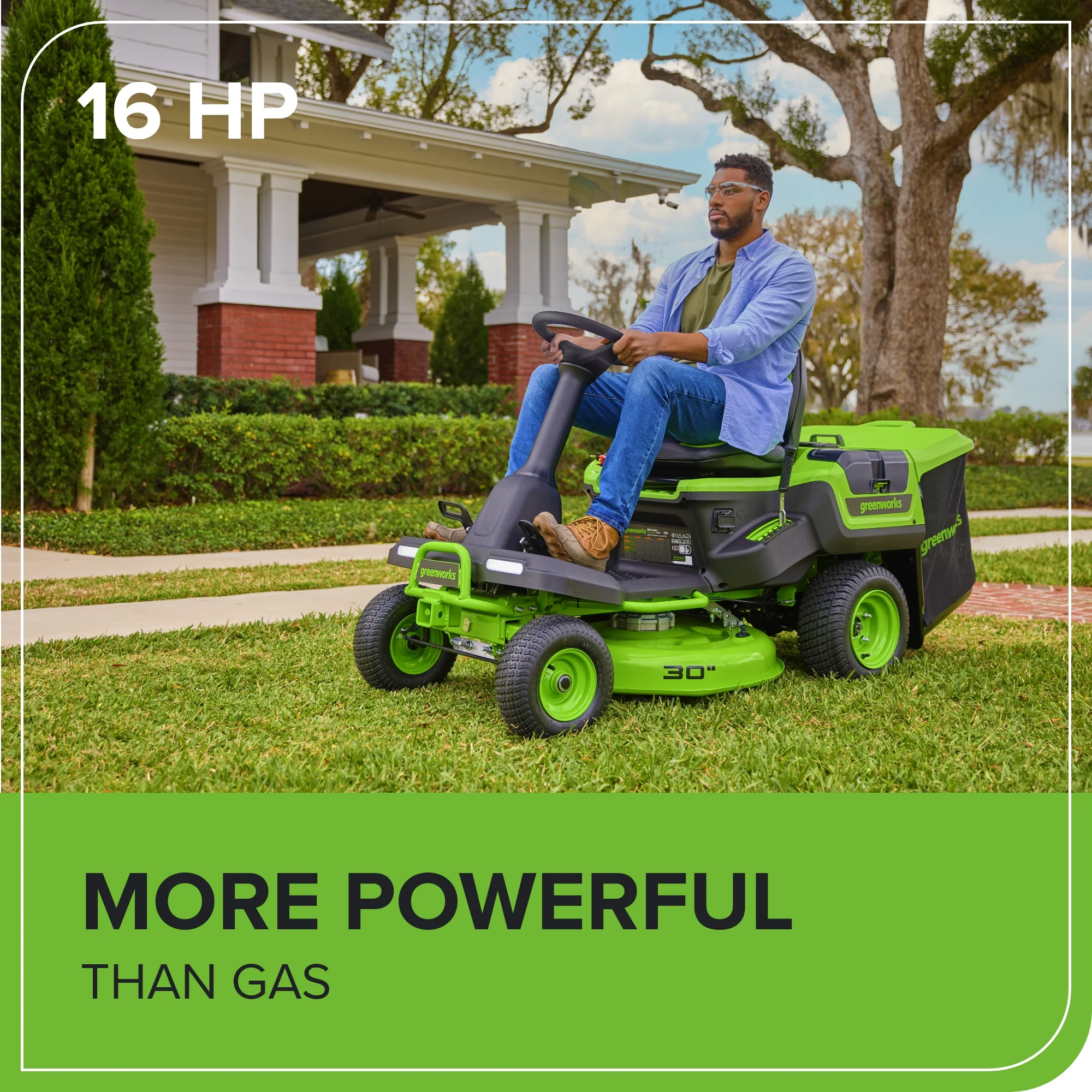 60V 30" CrossoverT Riding Lawn Tractor, Bagger Included, (4) 8.0 Ah (1) 20.0Ah Batteries and 600-Watt Charger, CRT3062 - Image 5