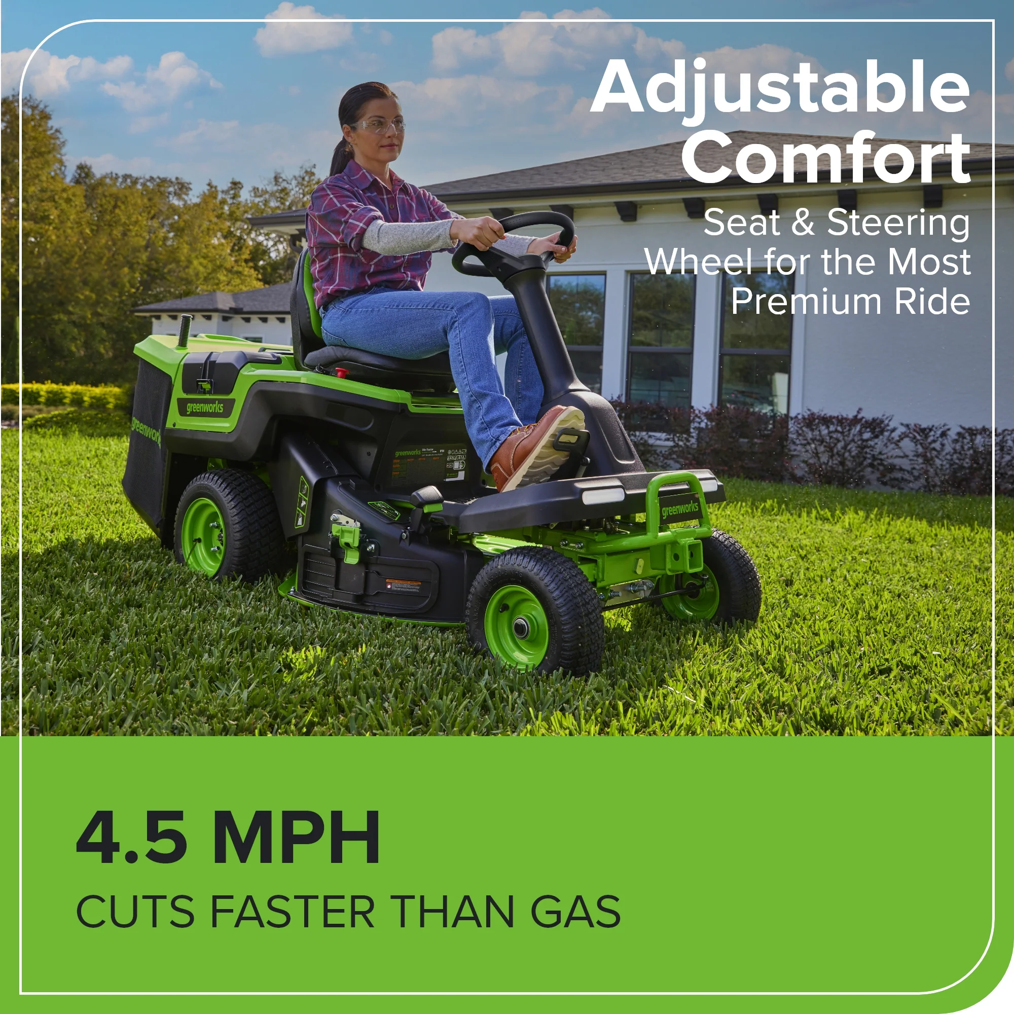60V 30" CrossoverT Riding Lawn Tractor, Bagger Included, (4) 8.0 Ah (1) 20.0Ah Batteries and 600-Watt Charger, CRT3062 - Image 7
