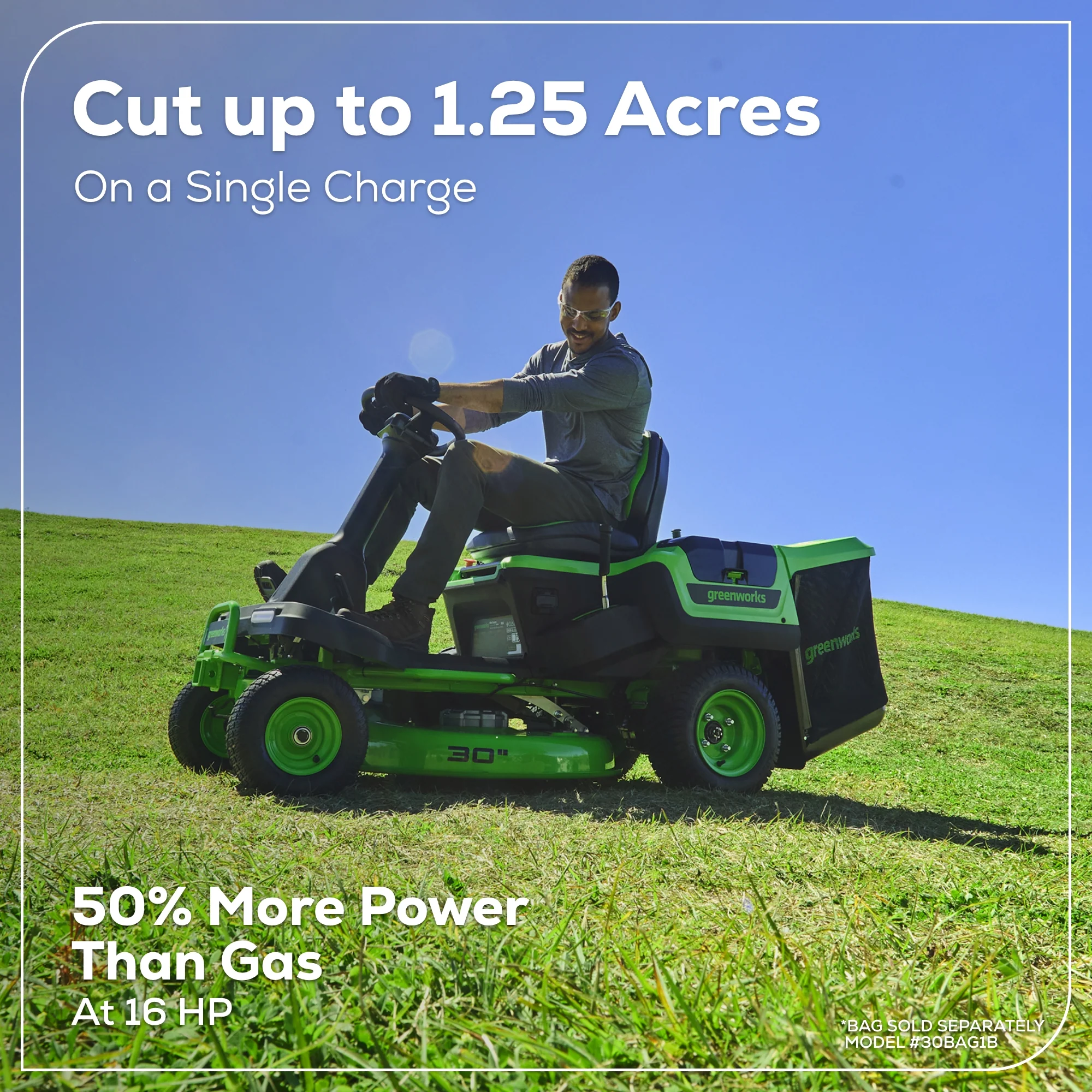 60V 30” CrossoverT Riding Lawn Tractor with (2) 8.0 Ah, (2) 4.0 Ah Batteries & 600-Watt Charger, CRT3061 - Image 14