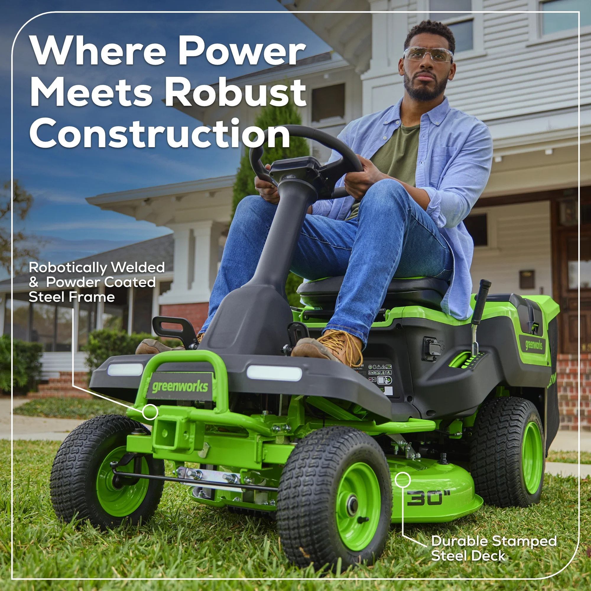 60V 30” CrossoverT Riding Lawn Tractor with (2) 8.0 Ah, (2) 4.0 Ah Batteries & 600-Watt Charger, CRT3061 - Image 16