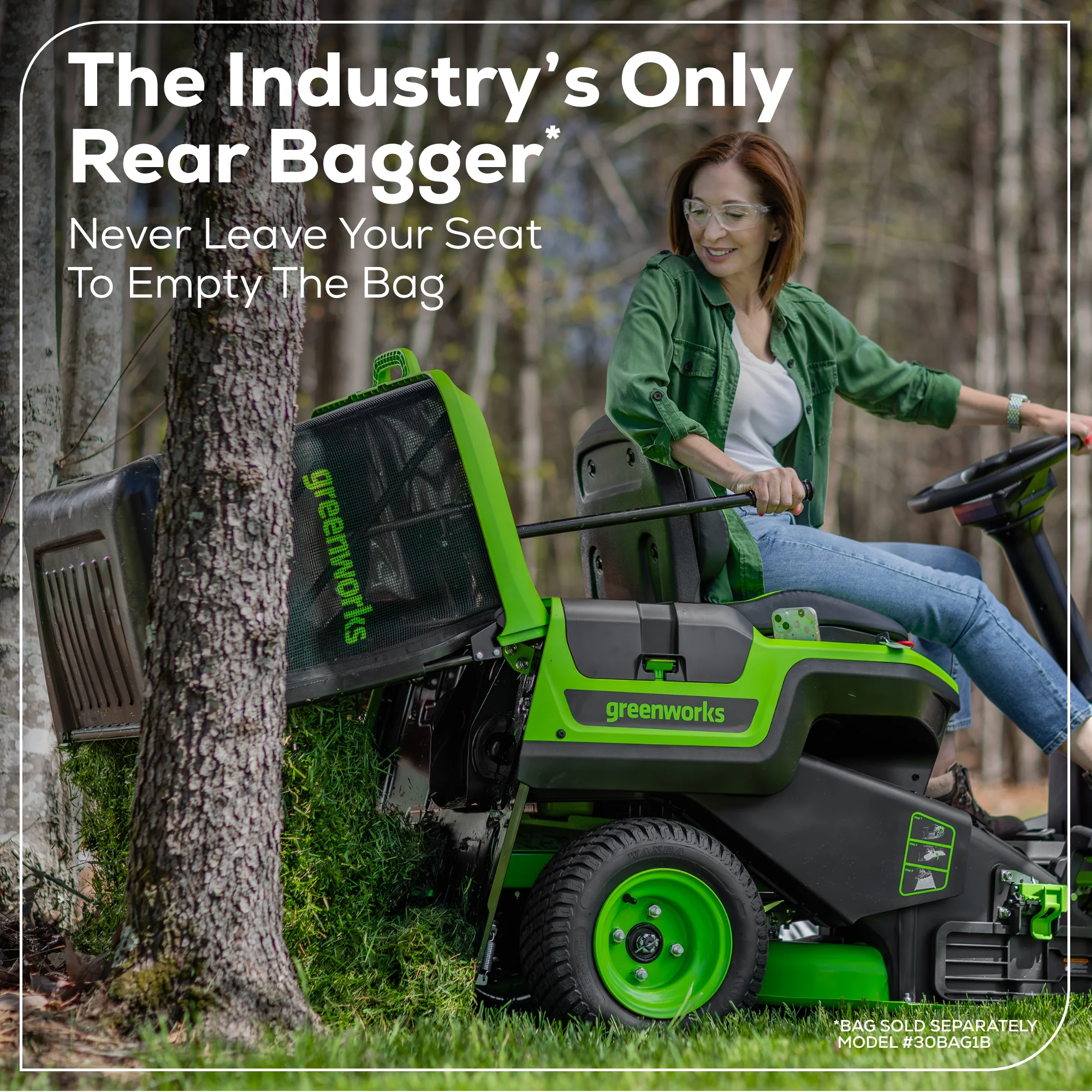 60V 30” CrossoverT Riding Lawn Tractor with (2) 8.0 Ah, (2) 4.0 Ah Batteries & 600-Watt Charger, CRT3061 - Image 9