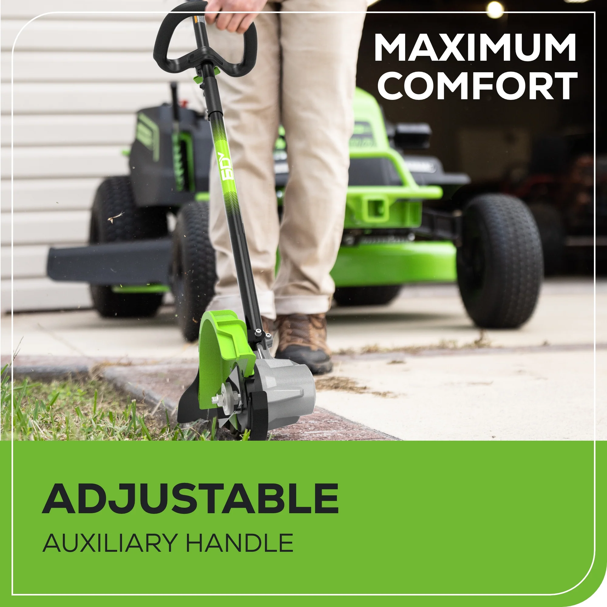 60V 8" Cordless Battery Edger Black Shaft: 2.0 Ah Battery and Charger - Image 4