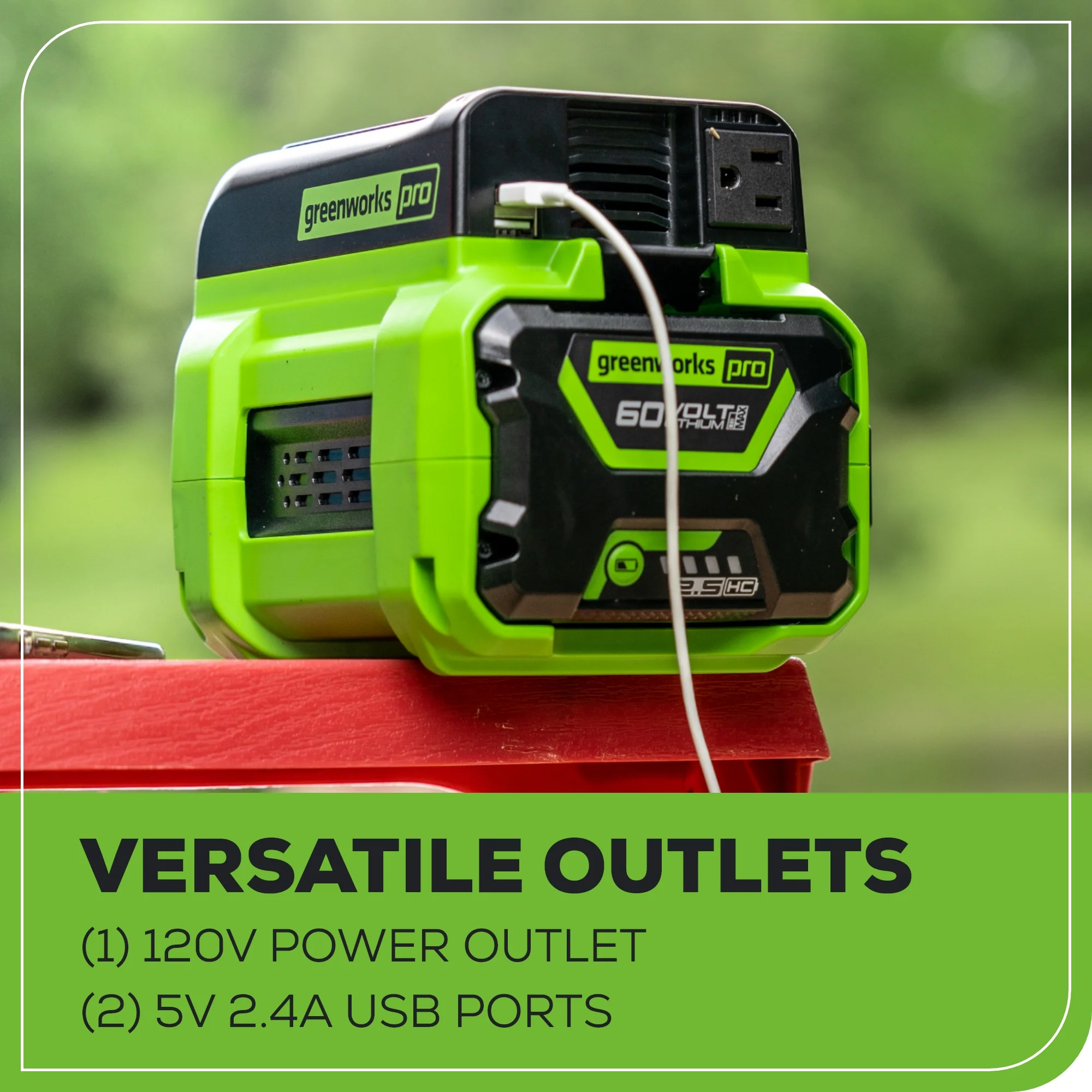 60V Cordless Battery 300 Watt Power Inverter: 2.5 Ah Battery and Charger - Image 6