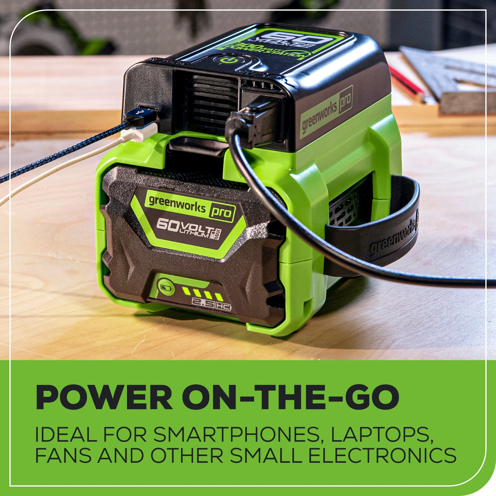 60V Cordless Battery 300 Watt Power Inverter: 2.5 Ah Battery and Charger - Image 7