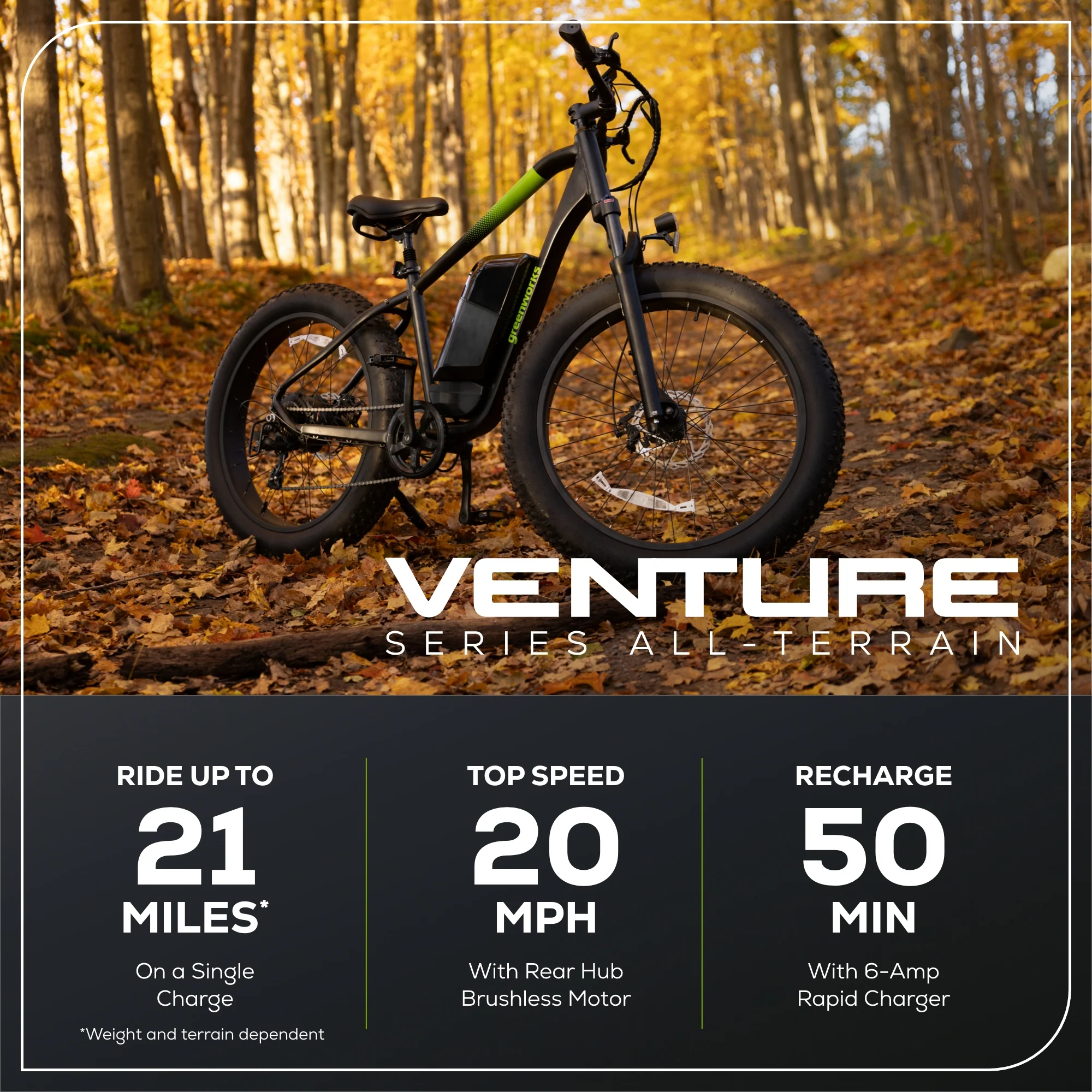 60V VENTURE Series 26" Fat Tire Electric Mountain Bike, 5Ah Battery and Charger - Image 3