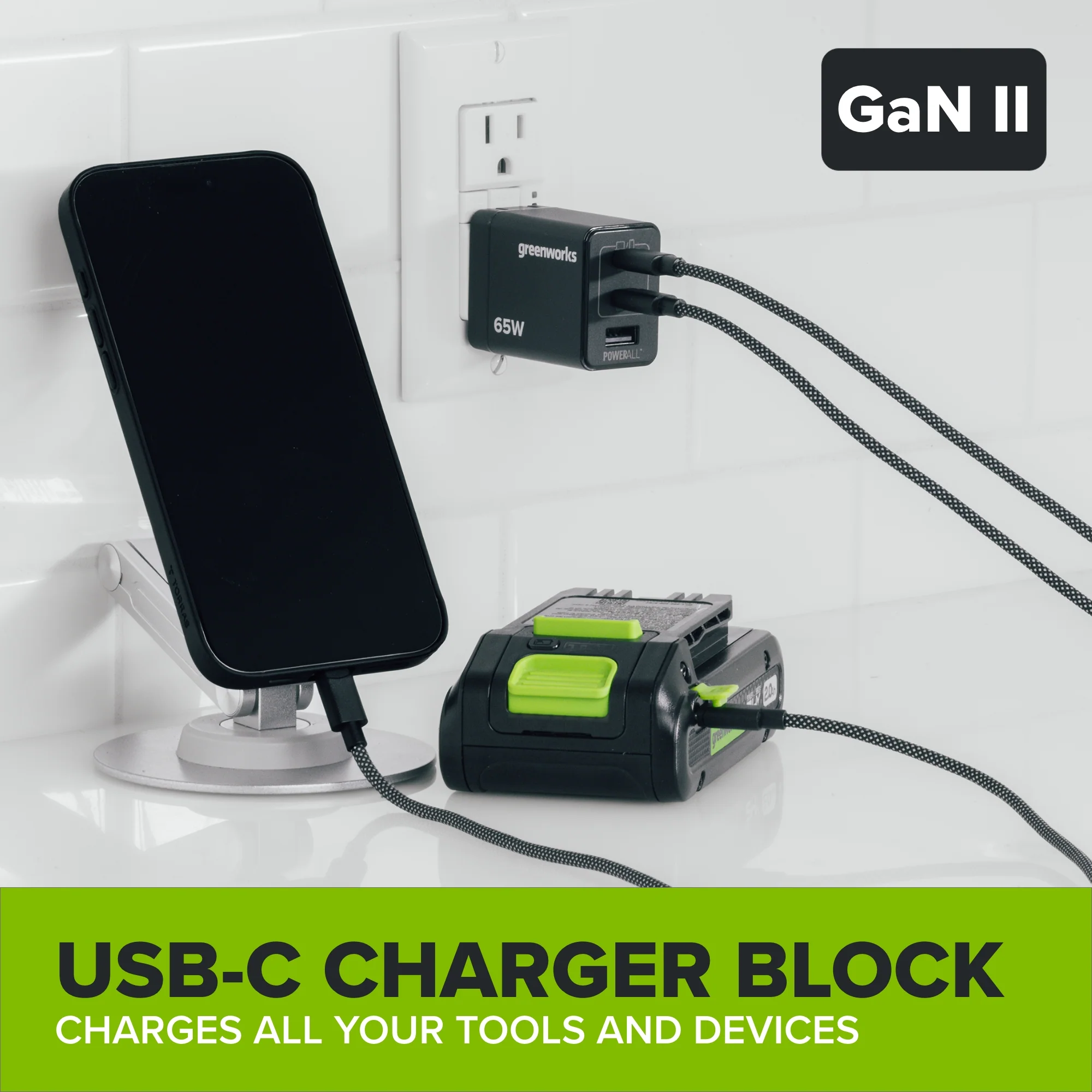 24V PowerAll Charger Set with 65W USB-C Charger Block and (1) 3' 100W USB-C Cable - Image 5