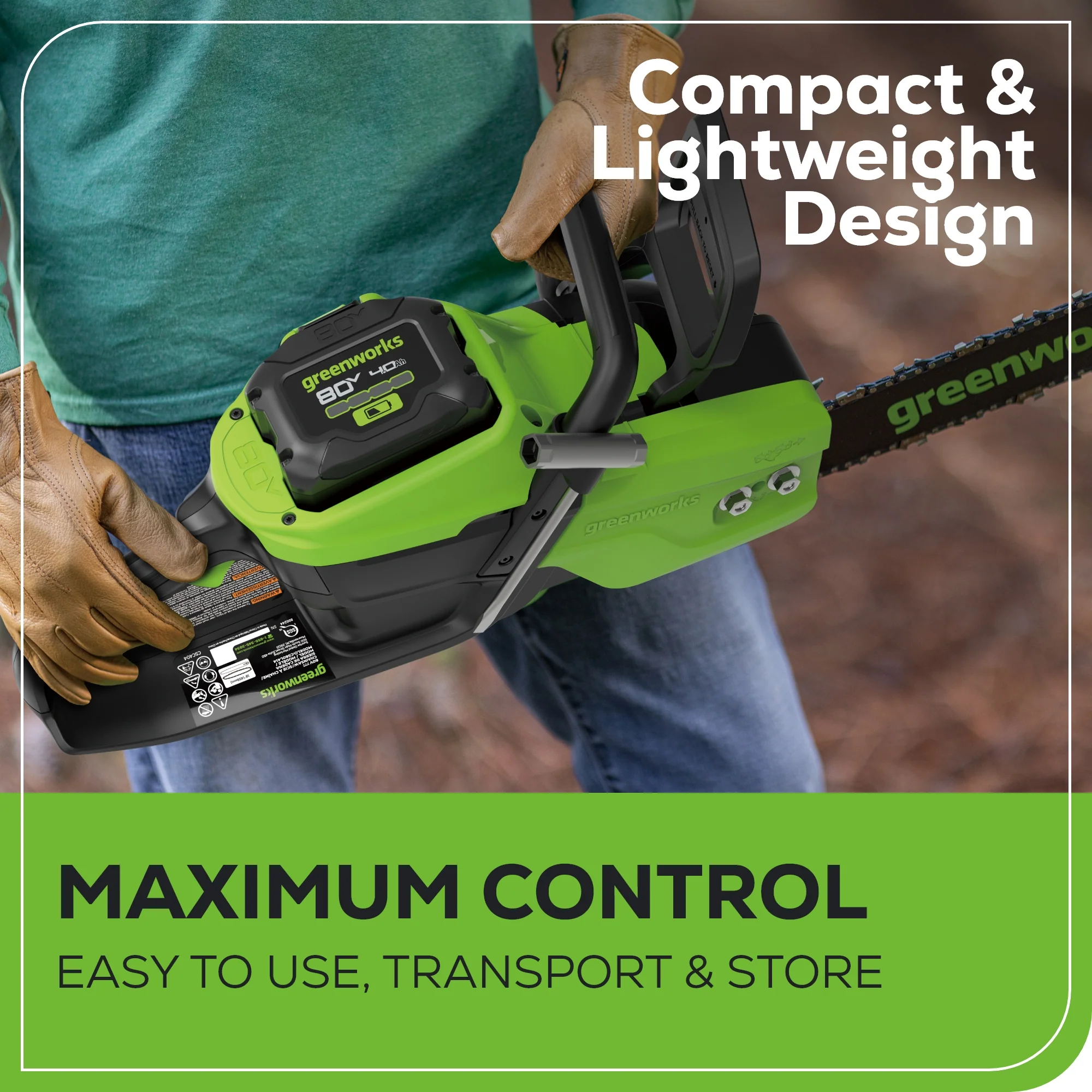 80V 18" 2.5kW Cordless Battery Chainsaw, (1) 4Ah Battery and 2A Charger - Image 6