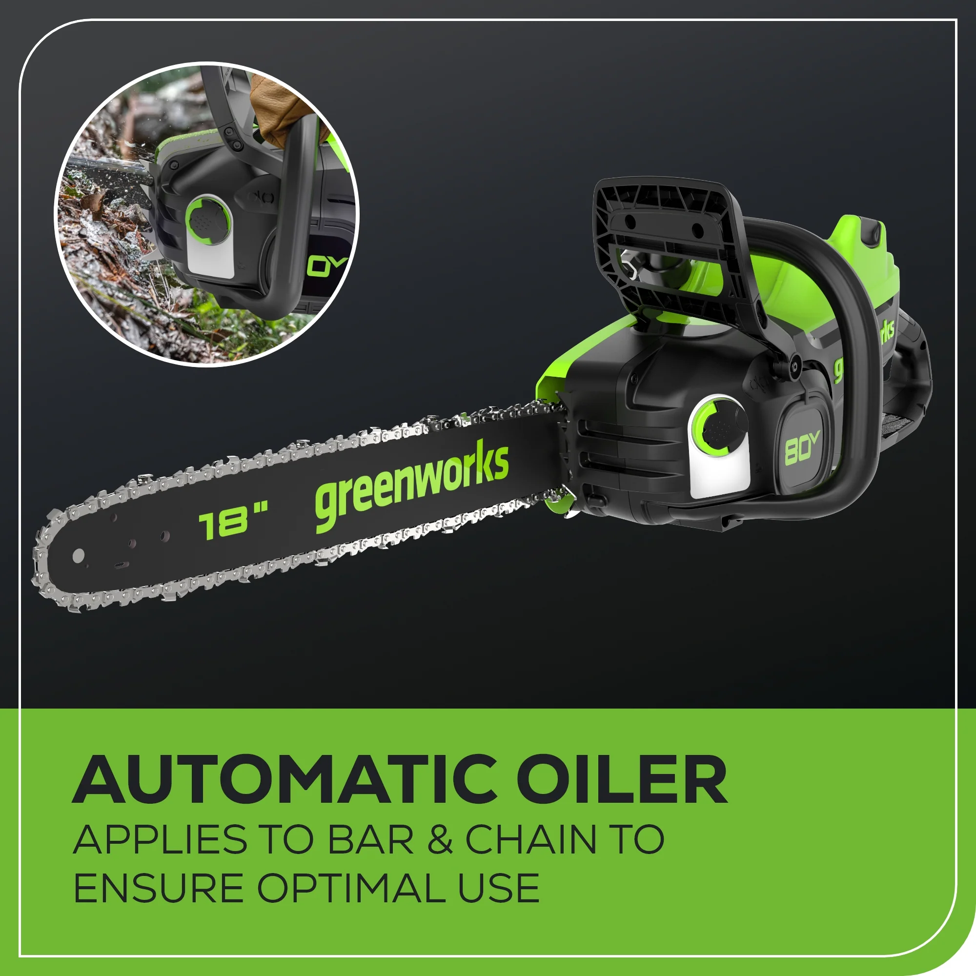 80V 18" 2.5kW Cordless Battery Chainsaw, (1) 4Ah Battery and 2A Charger - Image 8