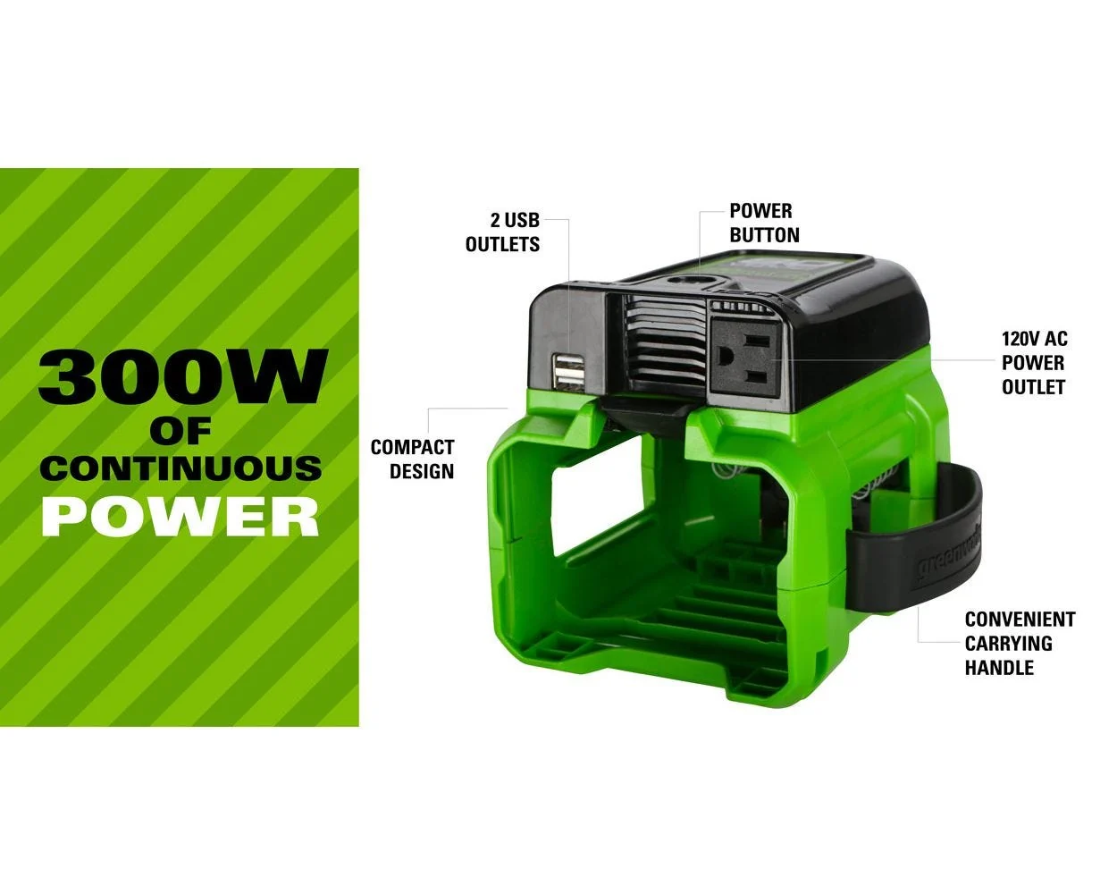 80V Cordless Battery 300 Watt Power Inverter, 2Ah Battery and Charger - Image 3